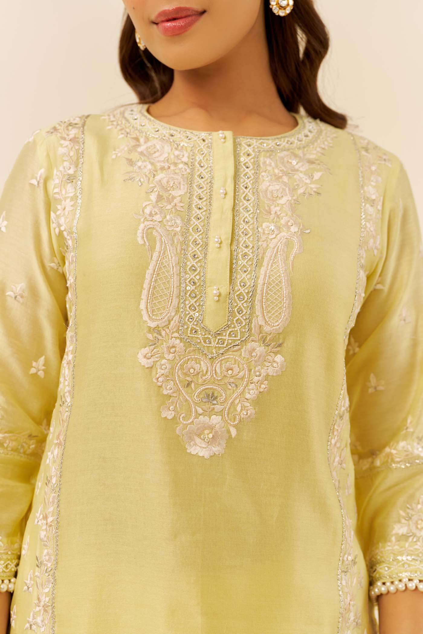 ZAISHA - Lemon Yellow SHORT KURTA WITH DHOTI