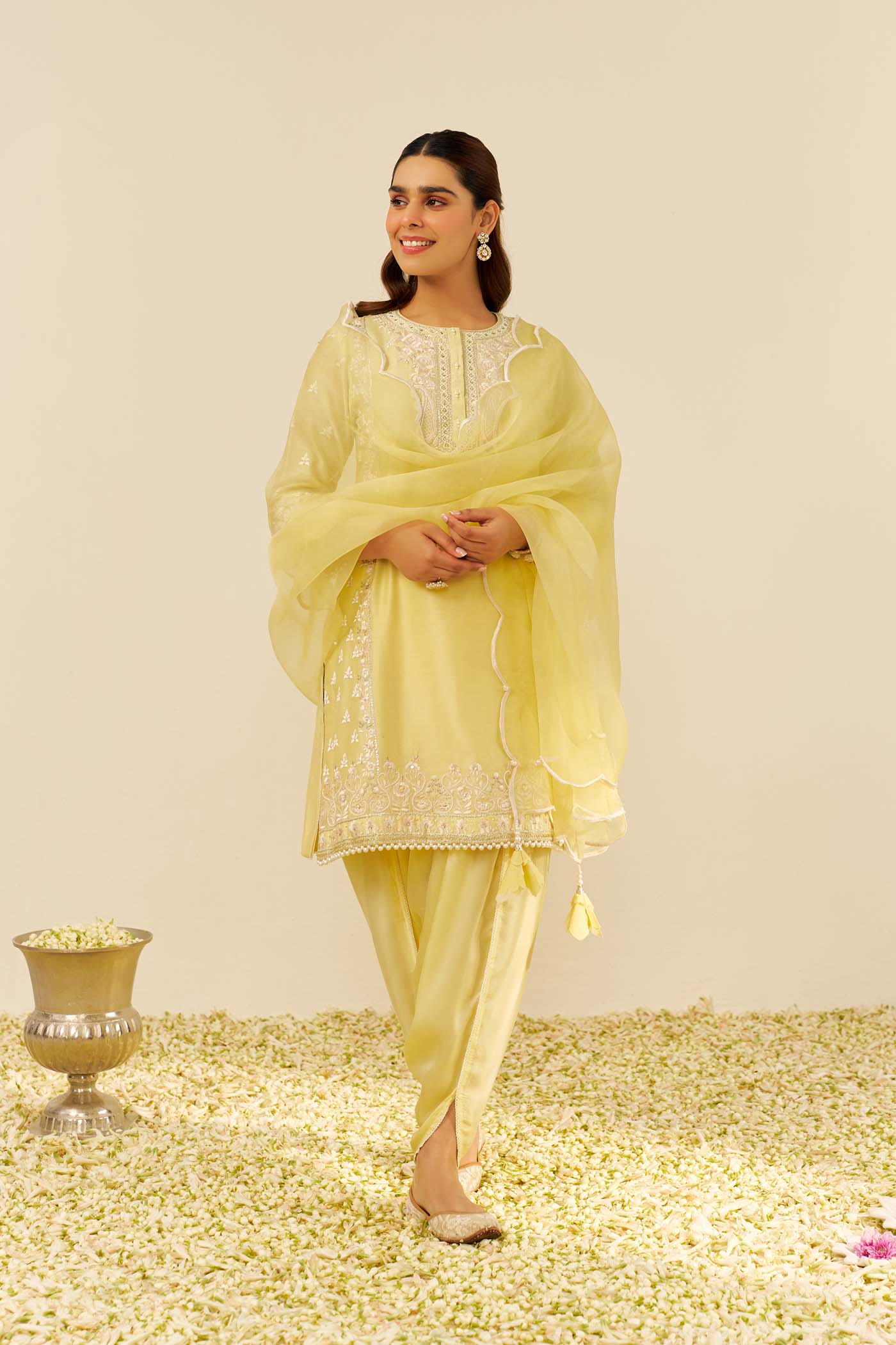 Vipra Mehta in ZAISHA - Lemon Yellow SHORT KURTA WITH DHOTI