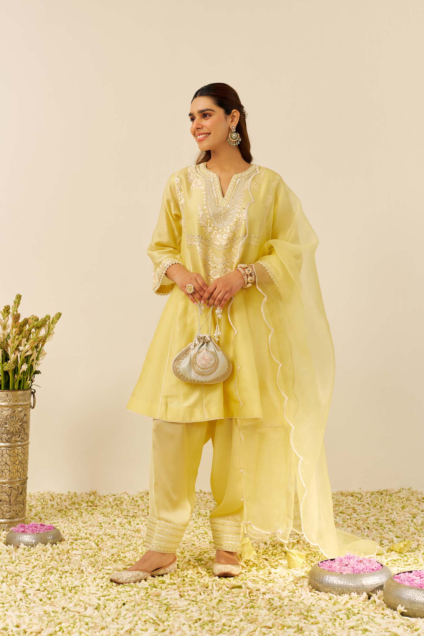 AIZA - Lemon Yellow SHORT CHAUGA WITH SALWAR (LXRTS)