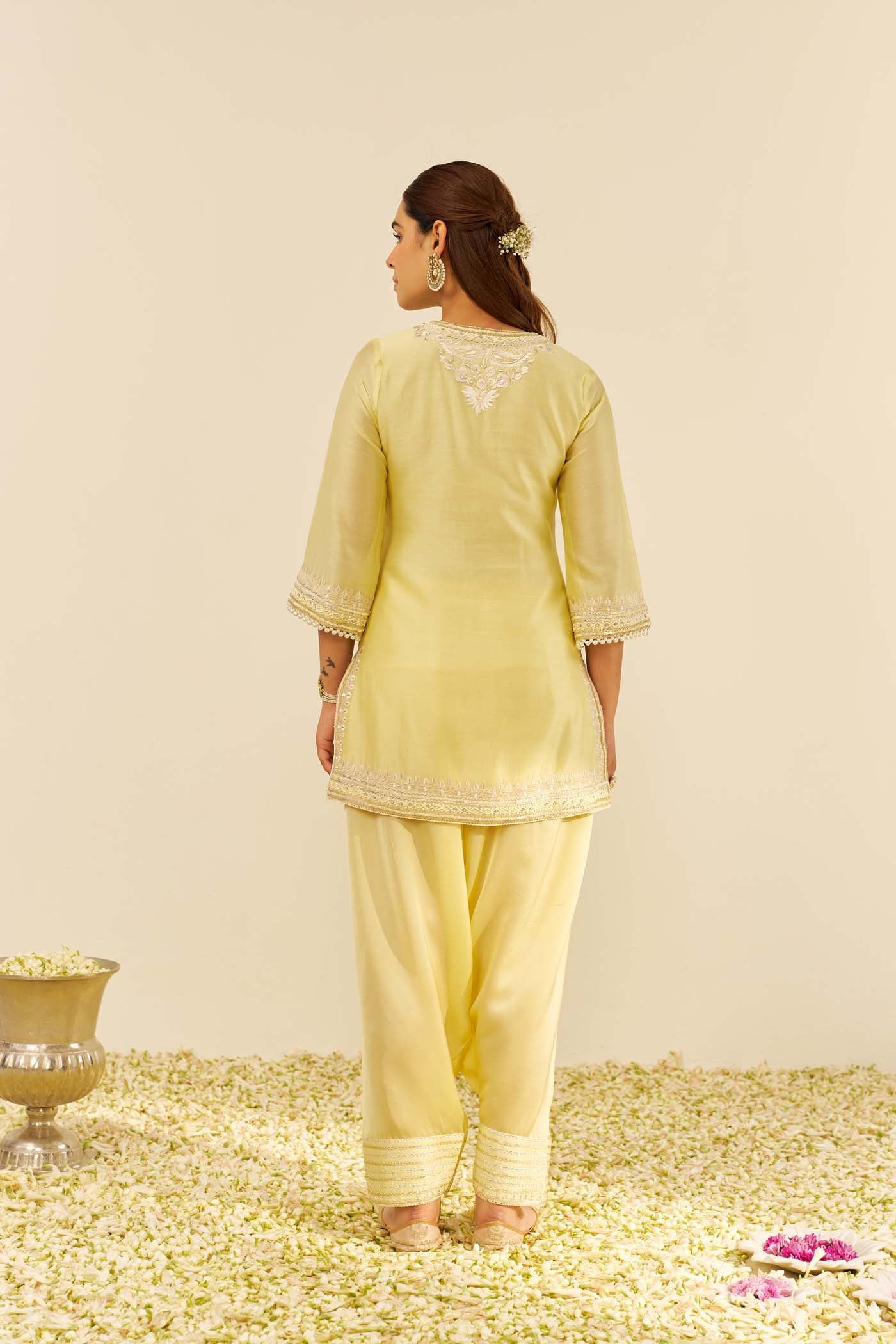 SARA - Lemon Yellow SHORT KURTA WITH SALWAR (LXRTS)