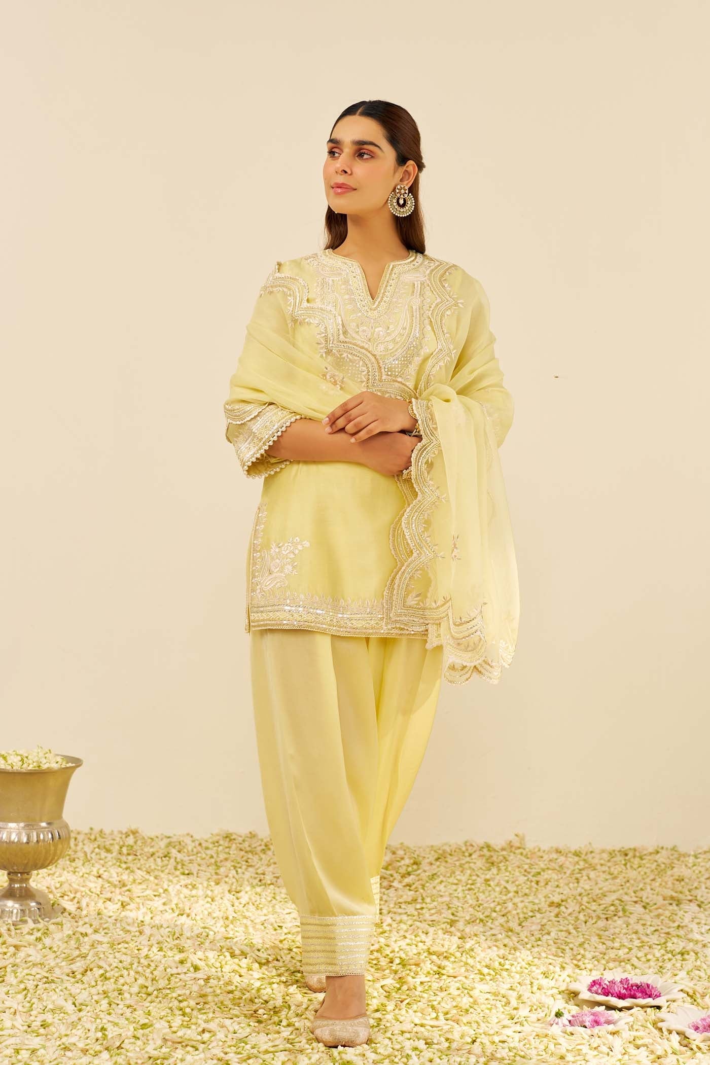 SARA - Lemon Yellow SHORT KURTA WITH SALWAR (LXRTS)