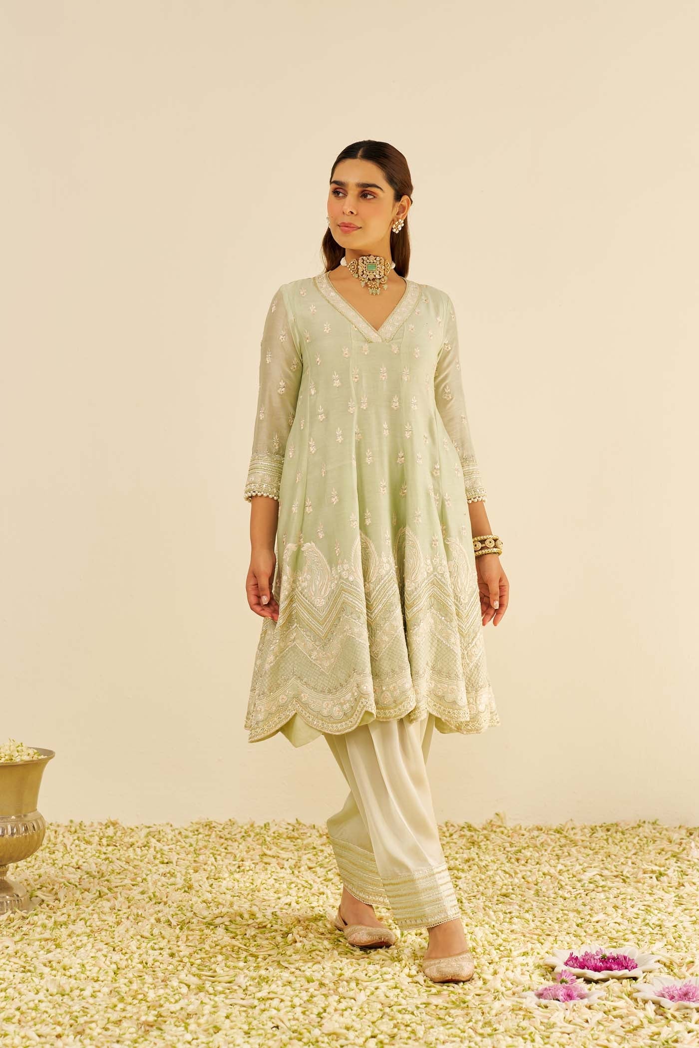 MEERAM - Mint Green SHORT ANARKALI WITH SALWAR (LXRTS)