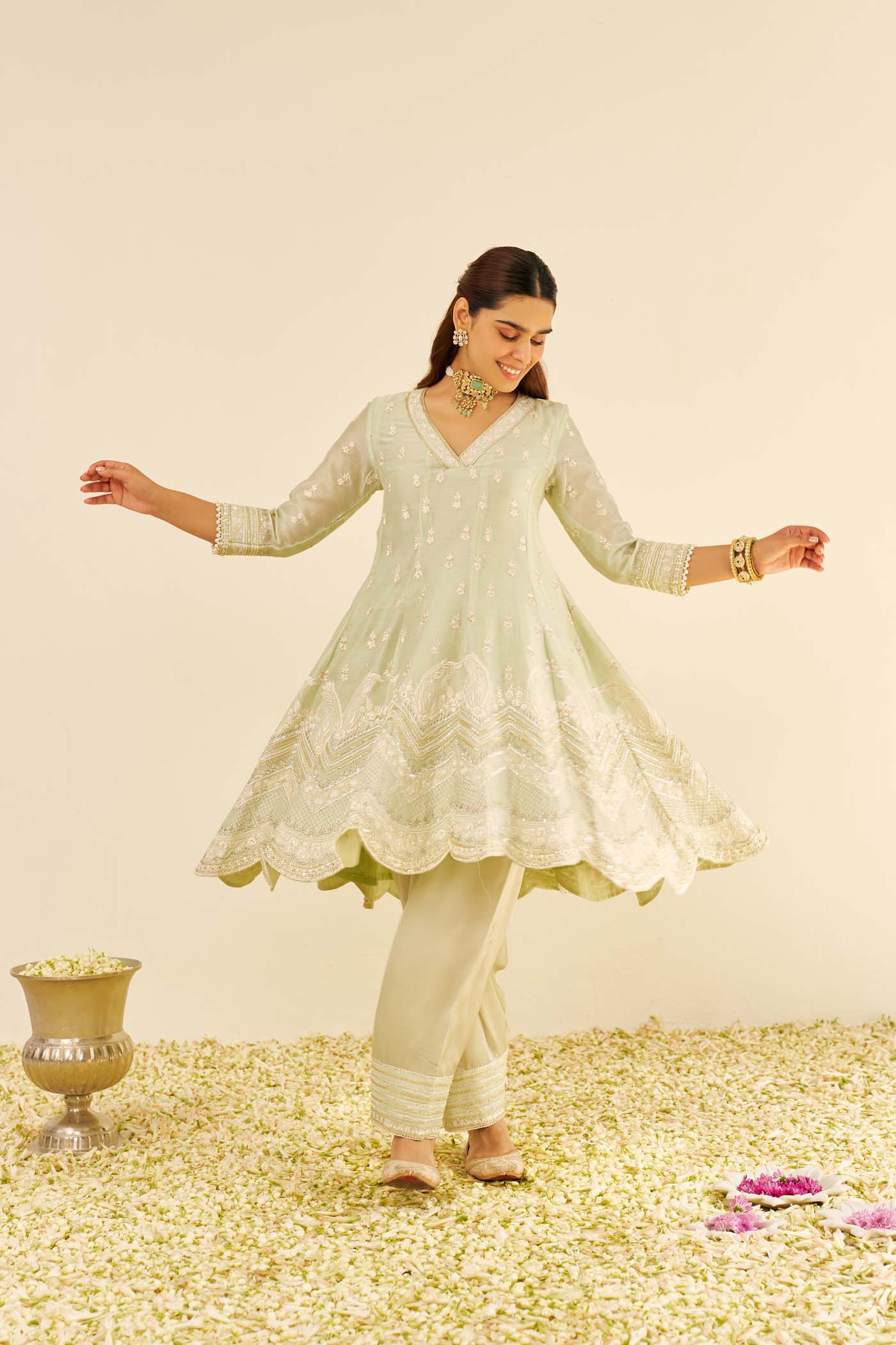 MEERAM - Mint Green SHORT ANARKALI WITH SALWAR (LXRTS)