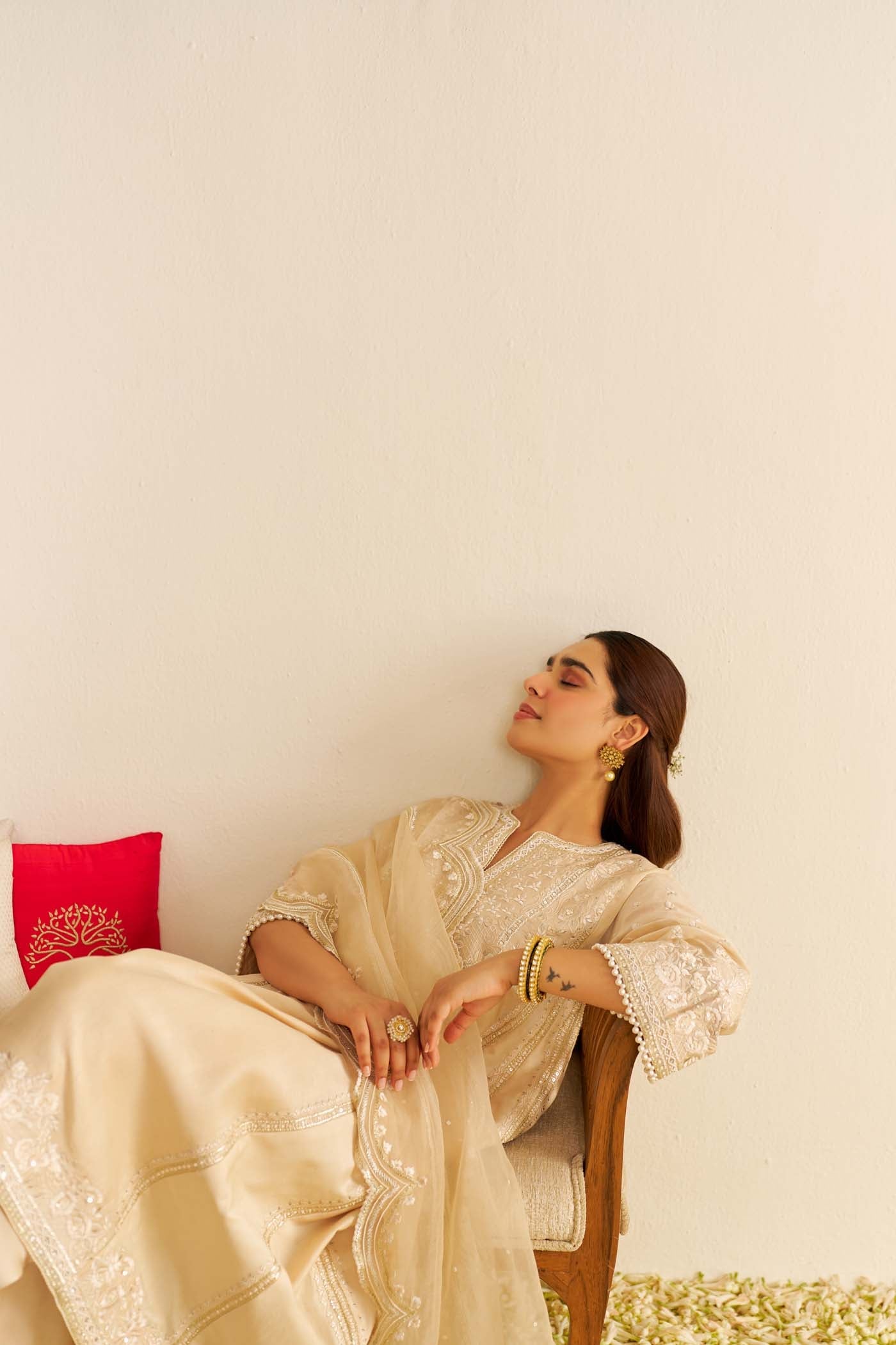 MAAROOFA - Beige LONG CHAUGA WITH SALWAR (LXRTS)