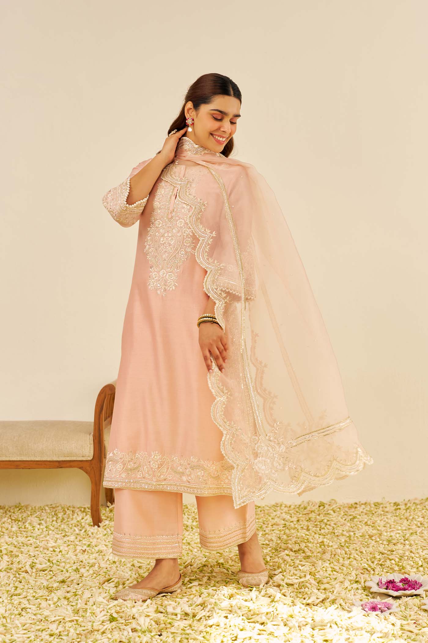 Sereen - Off Rose A-Line Kurta With Palazzo (LXRTS)
