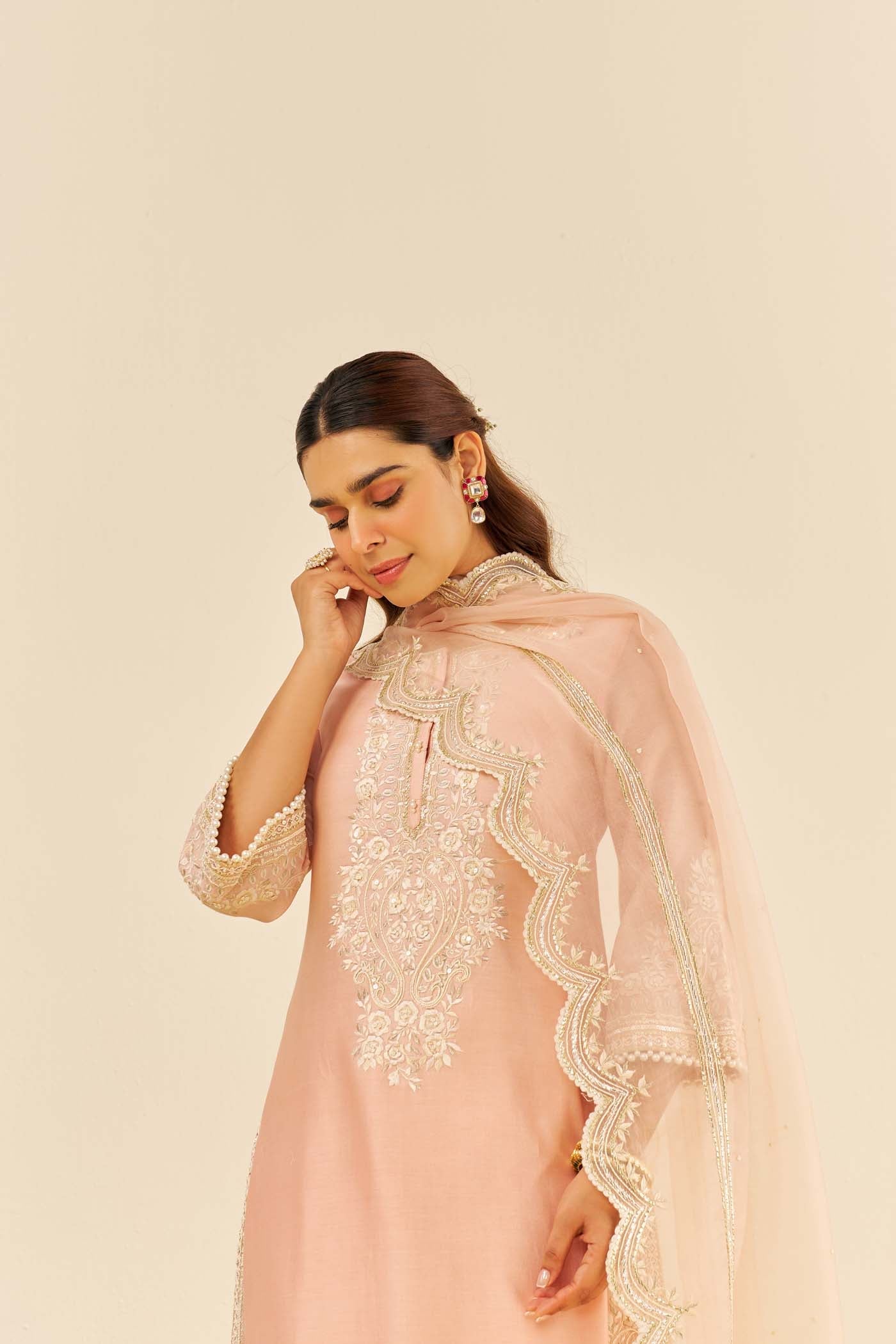 Sereen - Off Rose A-Line Kurta With Palazzo (LXRTS)