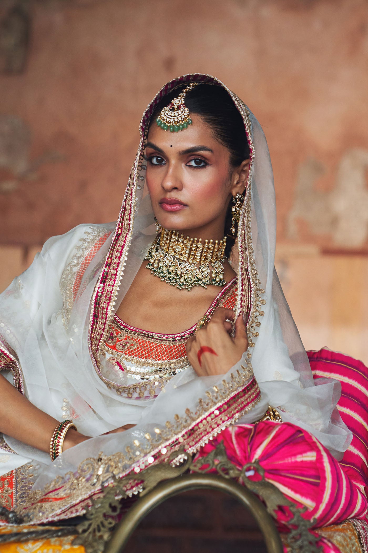 SAMREEN - DAISY IVORY SHORT KURTA WITH SHARARA AND DUPATTA