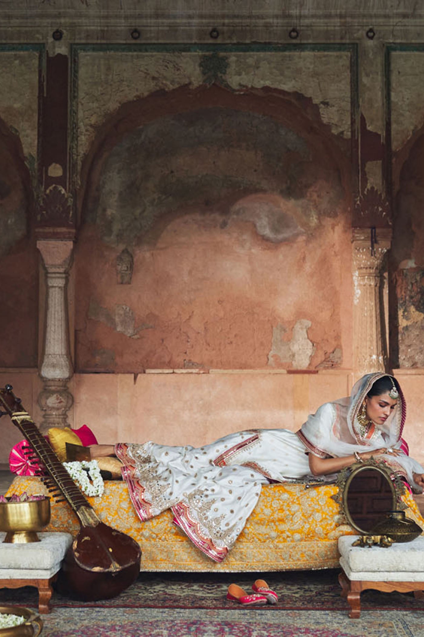 SAMREEN - DAISY IVORY SHORT KURTA WITH SHARARA AND DUPATTA