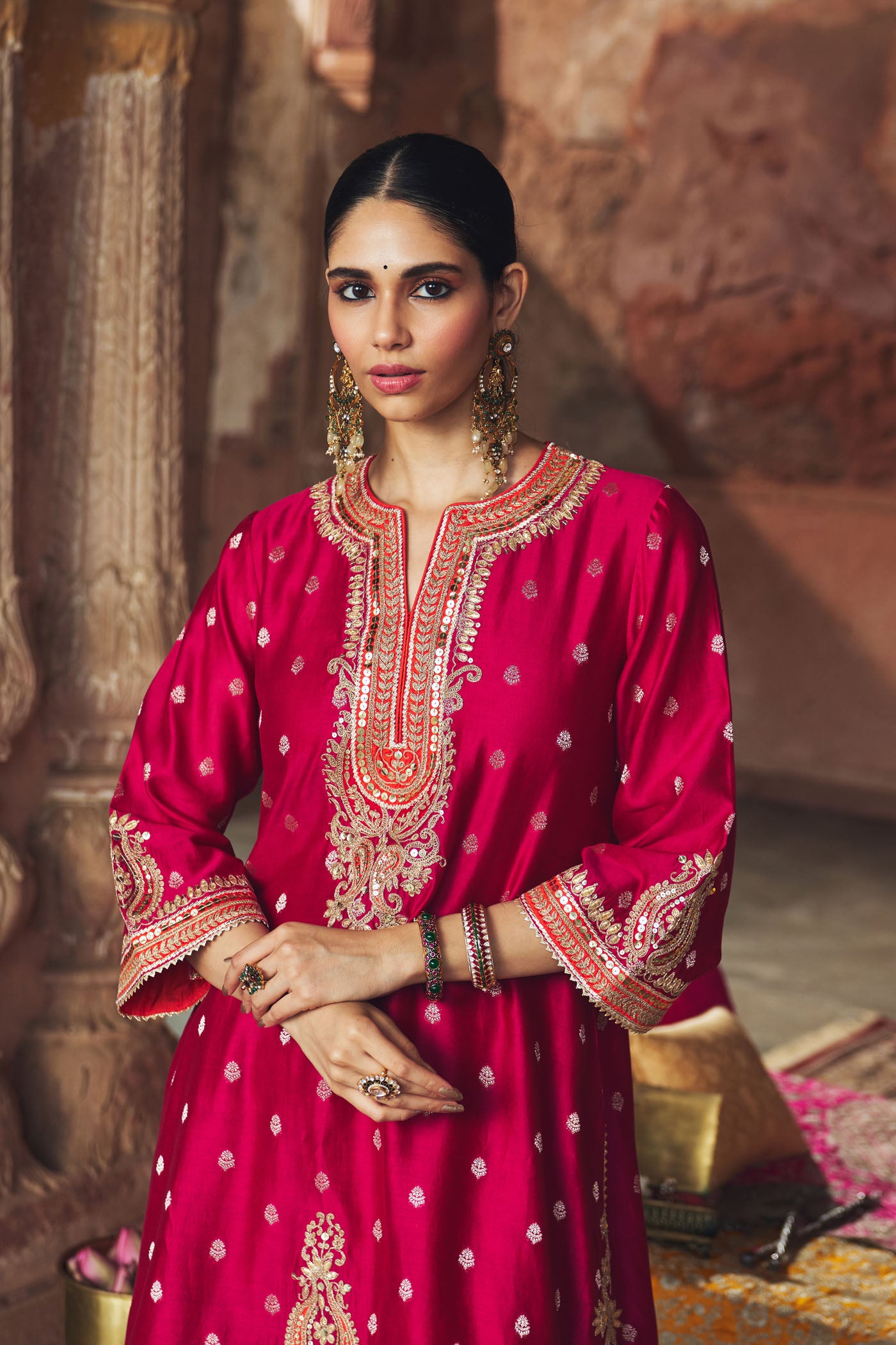 MEHWISH - HOTPINK SHORT KURTA WITH SALWAR AND DUPATTA
