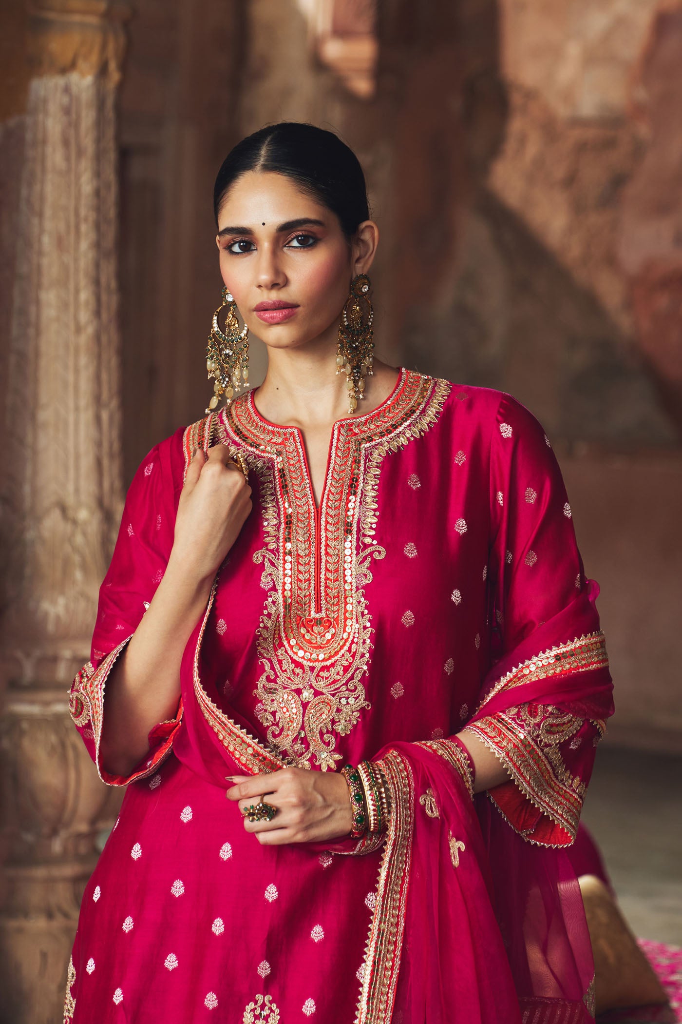 MEHWISH - HOTPINK SHORT KURTA WITH SALWAR AND DUPATTA