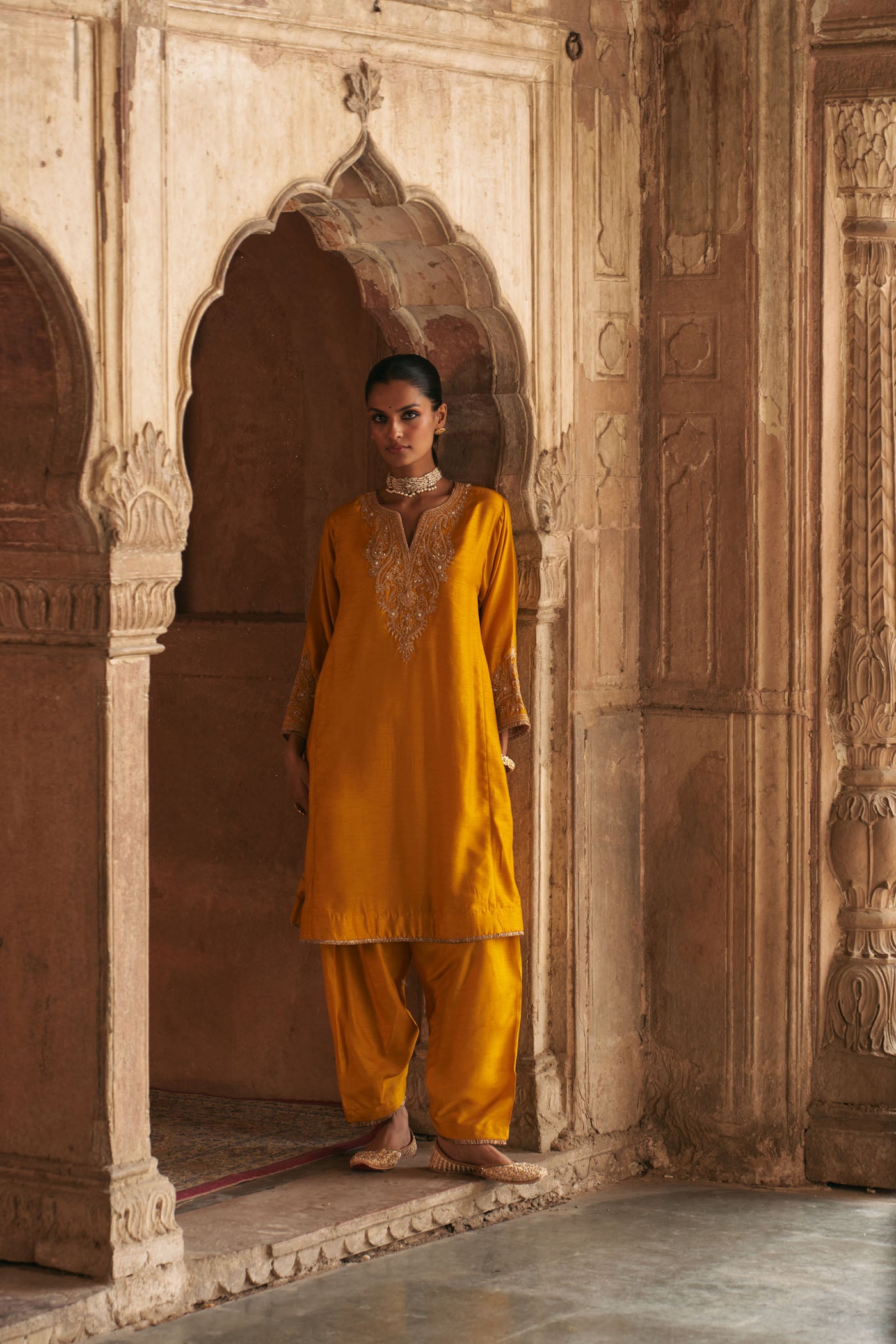 MARWA - MUSTARD SHORT CHAUGA WITH SALWAR