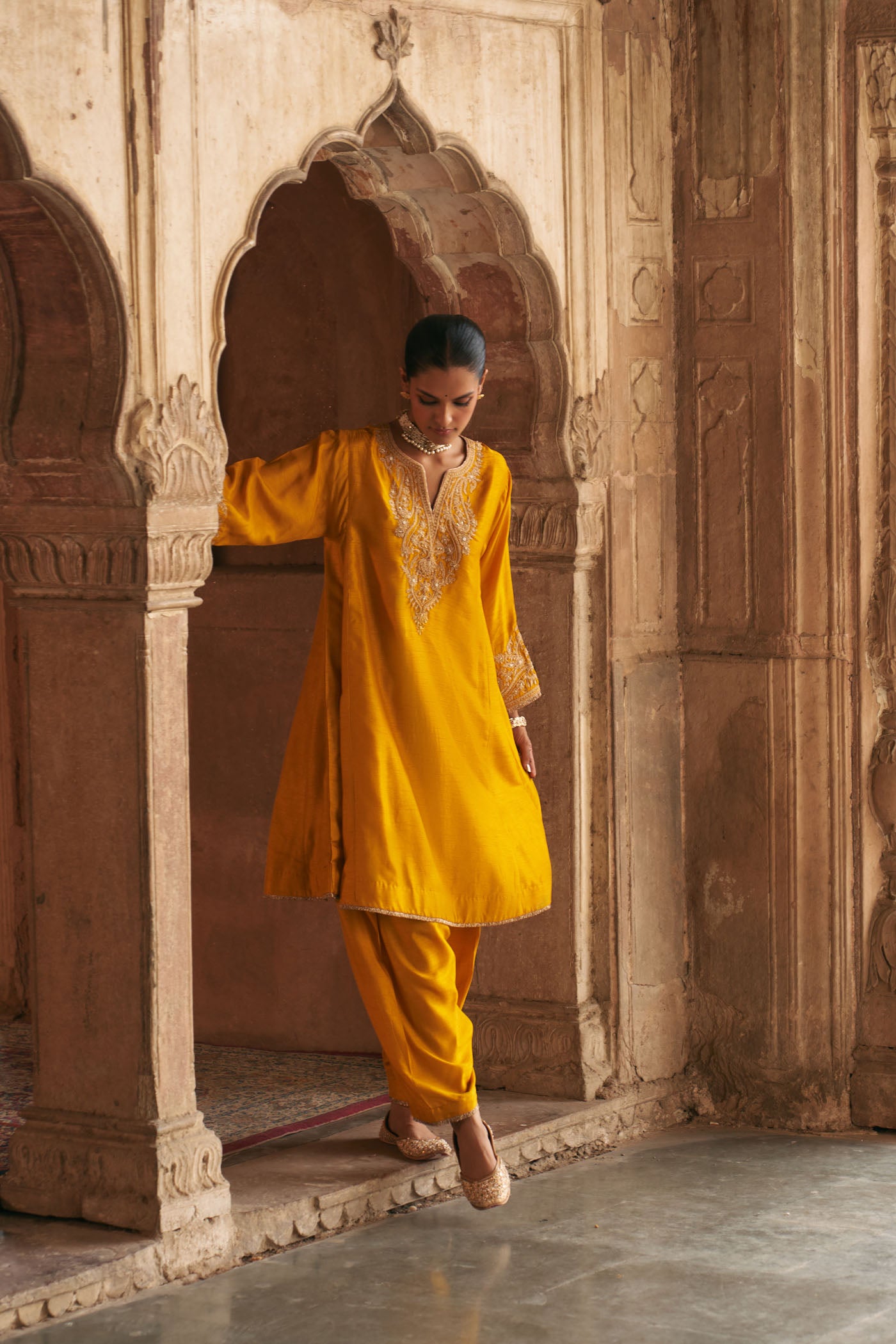 MARWA - MUSTARD SHORT CHAUGA WITH SALWAR