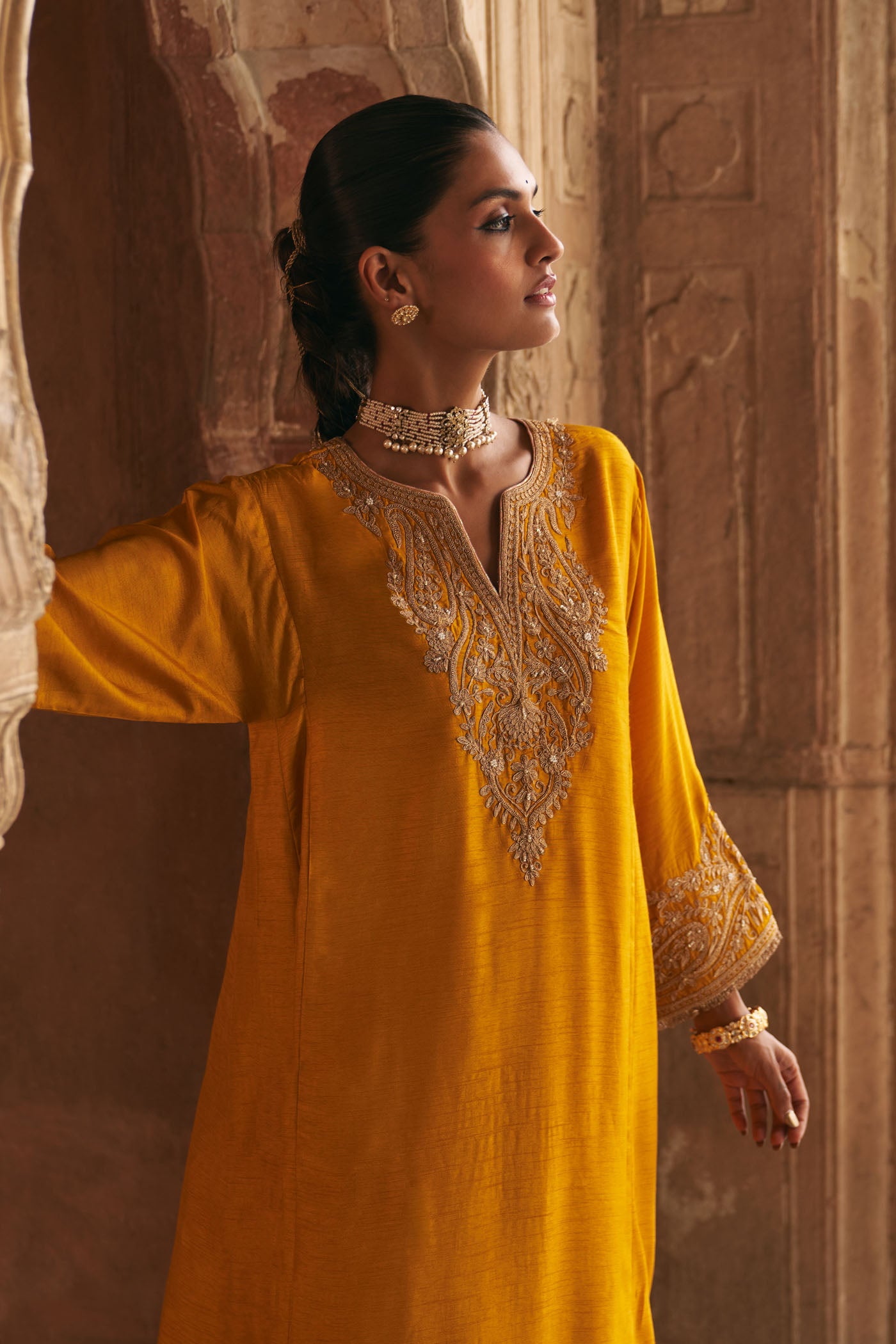 MARWA - MUSTARD SHORT CHAUGA WITH SALWAR