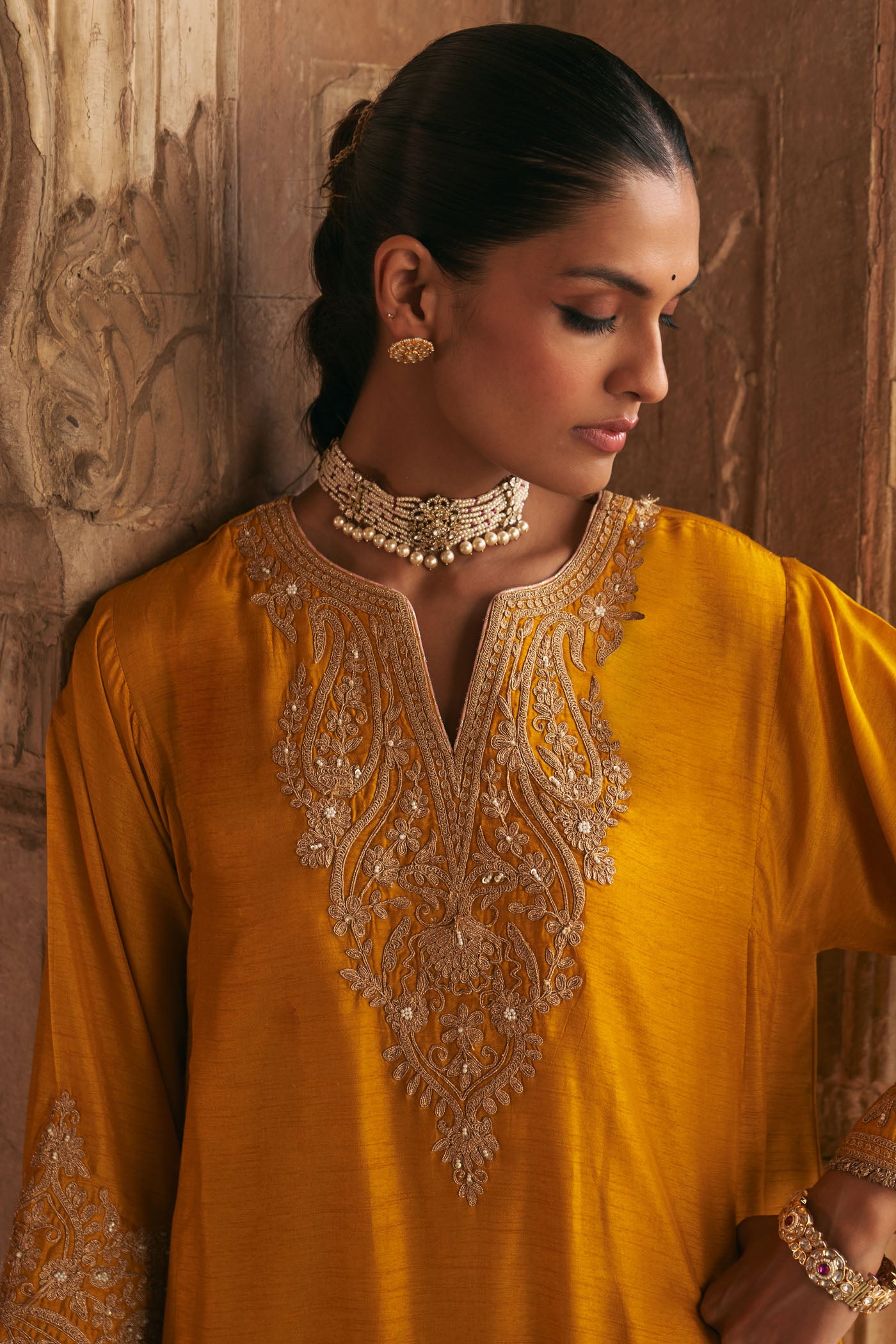 MARWA - MUSTARD SHORT CHAUGA WITH SALWAR