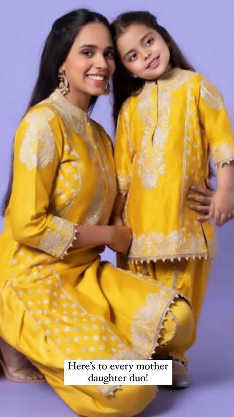 Aabish Mustard Pearl Embroidered Kurta Set