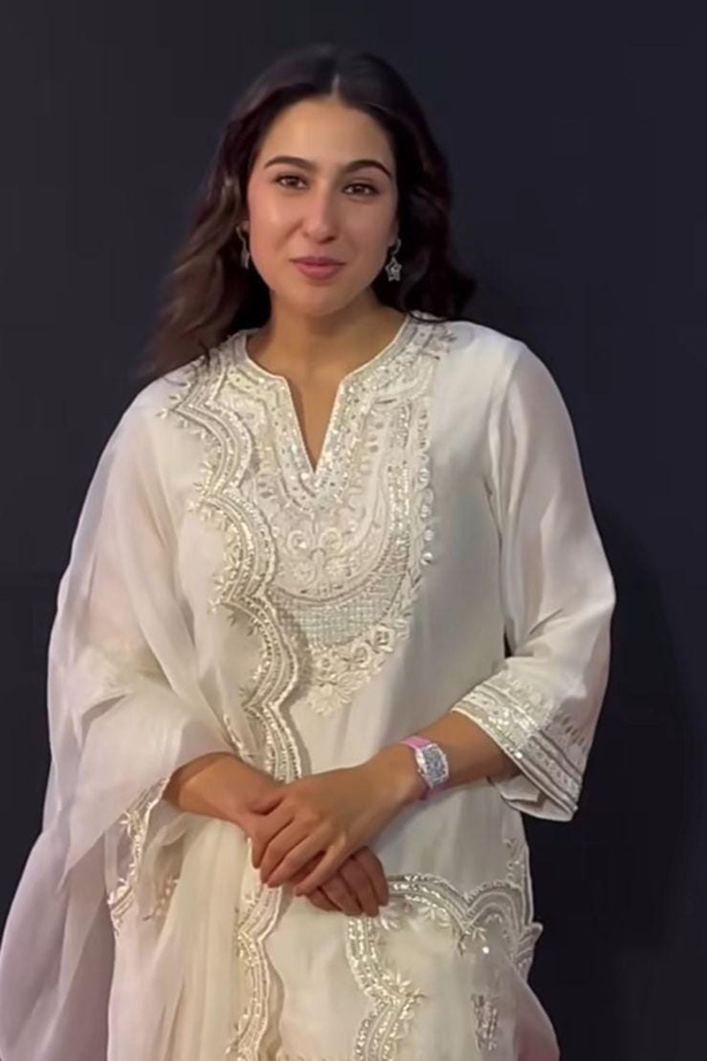 Sara Daisy Ivory Chanderi Silk Short Kurta With Salwar Sheetal