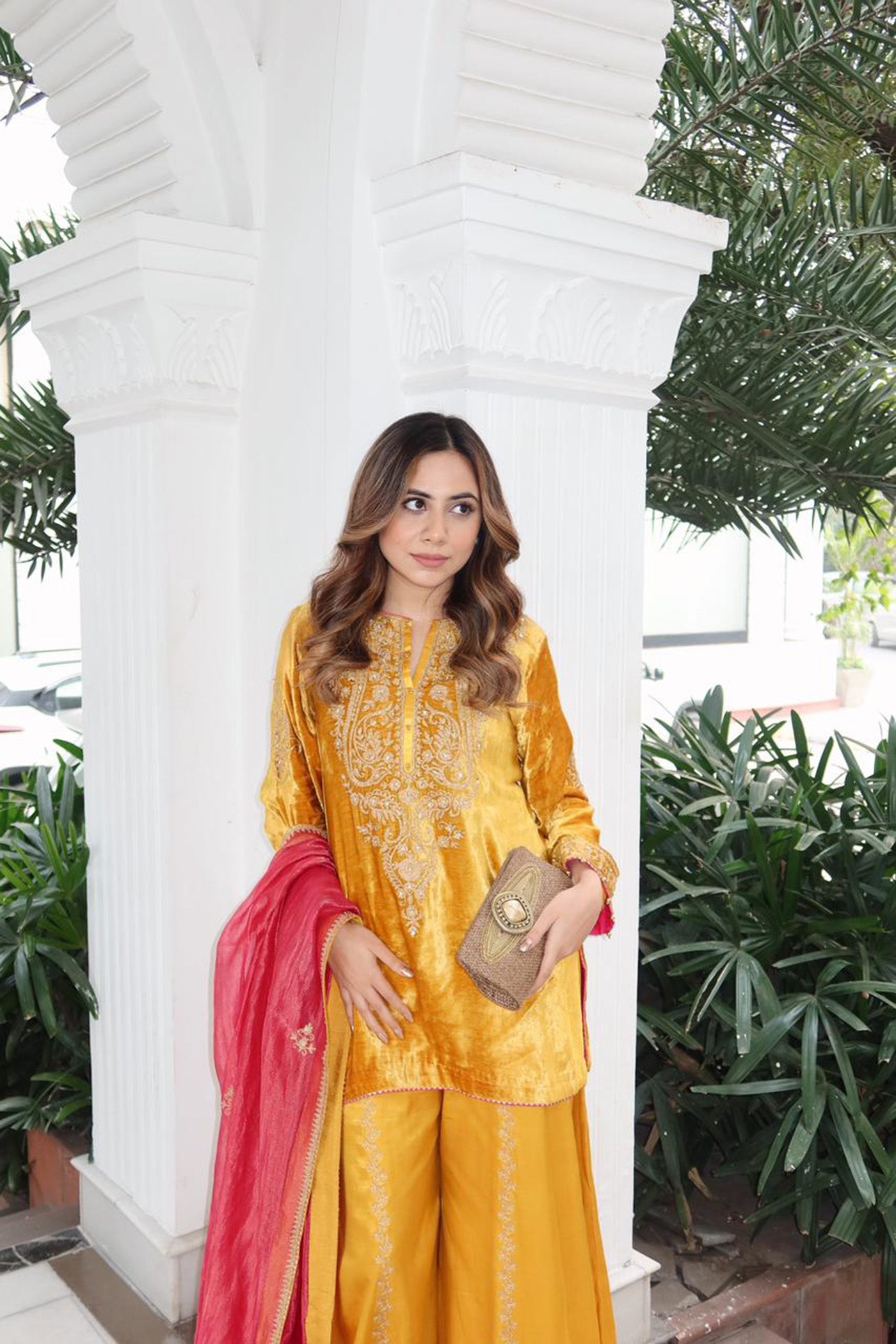 Arpita Gupta In Aroob - Silk Velvet Mustard Kurta with Sharara and Dupatta