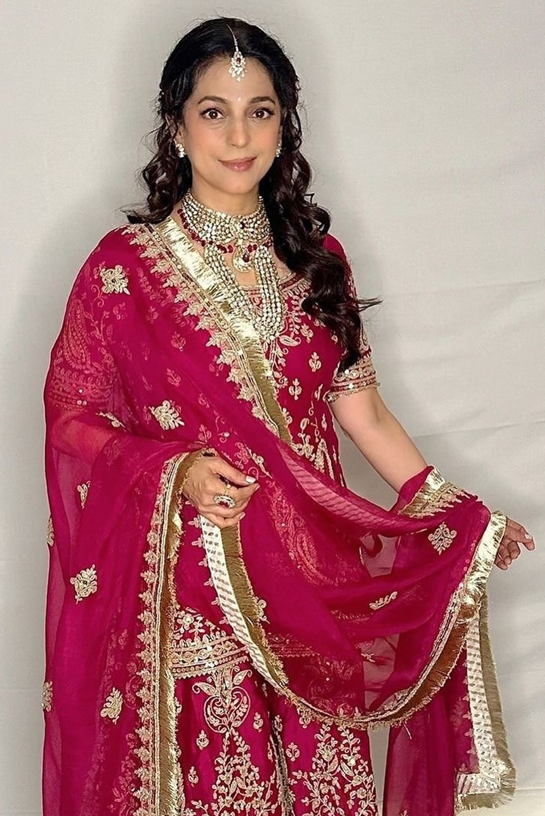 JUHI CHAWLA IN MAZNEEN - HOTPINK SHARARA