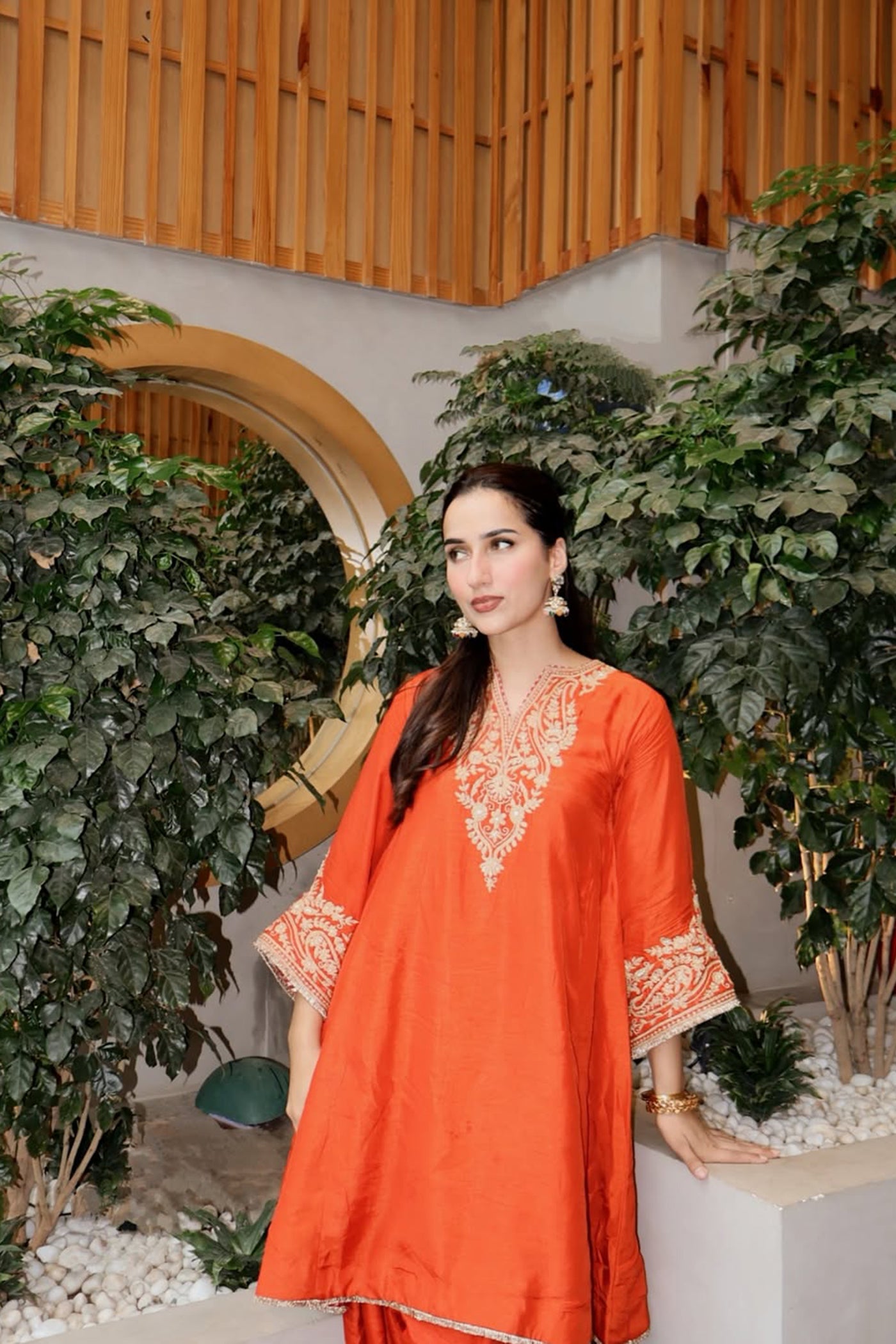 MARWA - BURNT ORANGE SHORT CHAUGA WITH SALWAR (LXRTS)