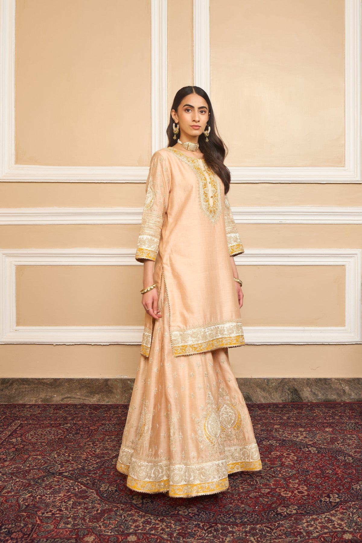 Komal Kapoor IN RAINA - ROSEPINK SHORT KURTA WITH SHARARA AND ODHNI