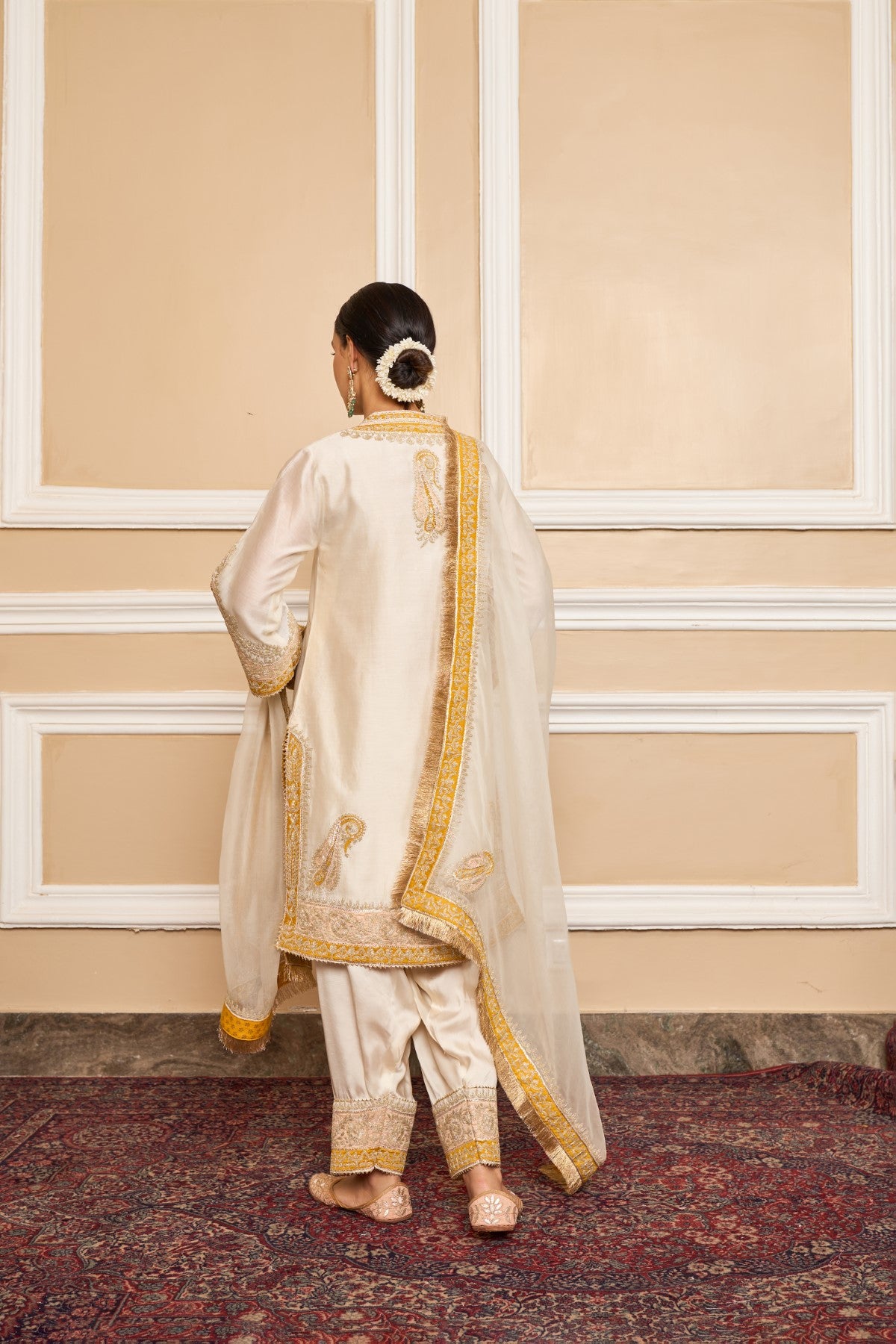 SABAA - DAISY IVORY SHORT KURTA WITH SALWAR AND DUPATTA