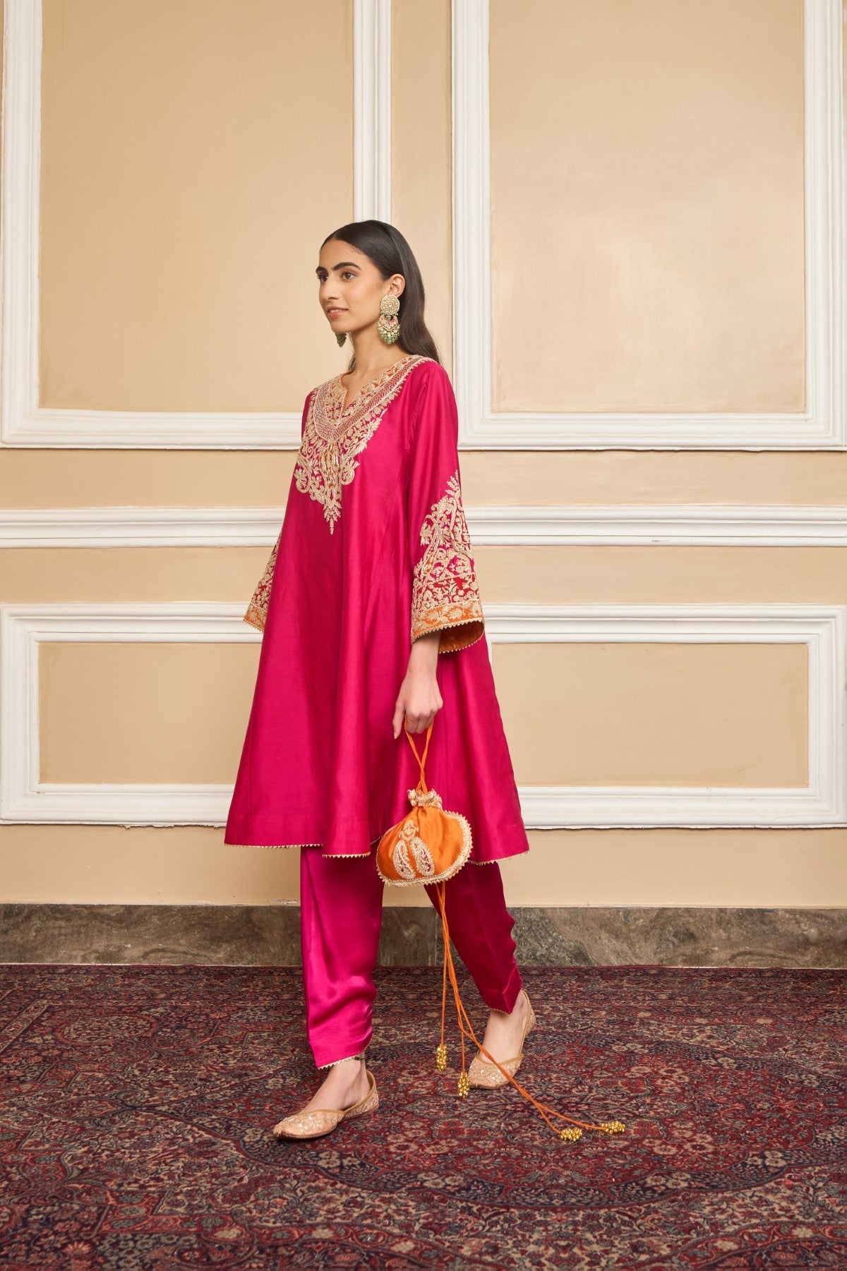NIKI MEHRA IN MEHRISH - HOTPINK SHORT KALIDAAR CHOGA WITH SALWAR