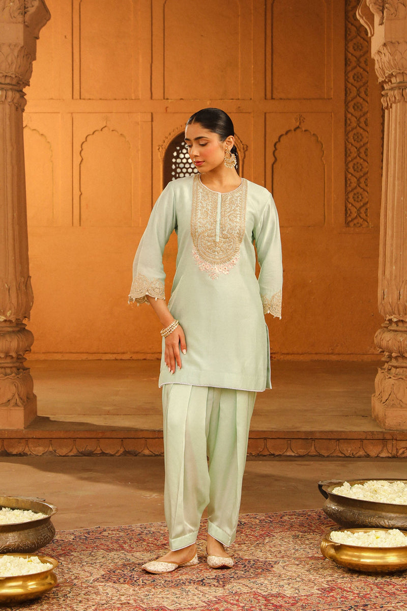 Arisa - Misty Green Kurta with Salwar (Lxrts)