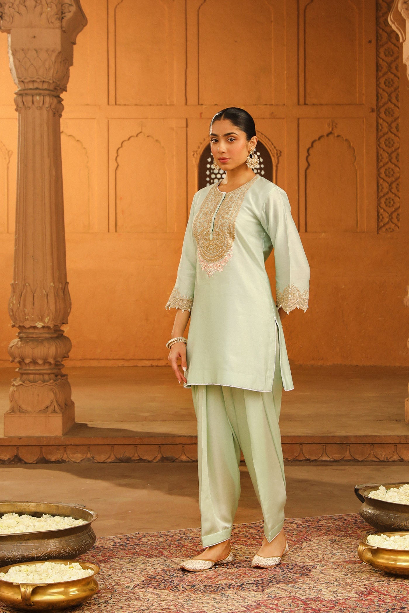 Arisa - Misty Green Kurta with Salwar (Lxrts)