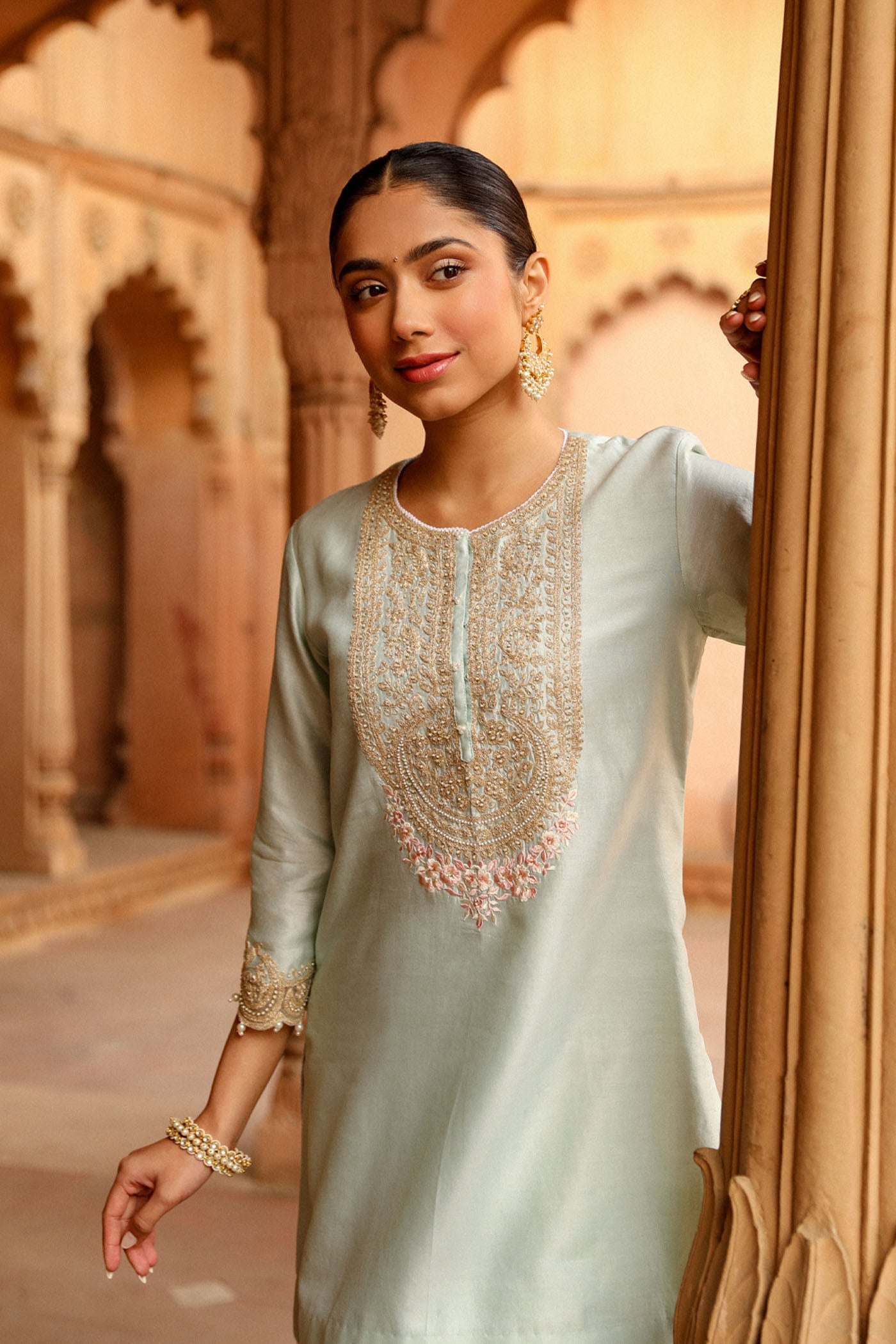 Arisa - Misty Green Kurta with Salwar (Lxrts)