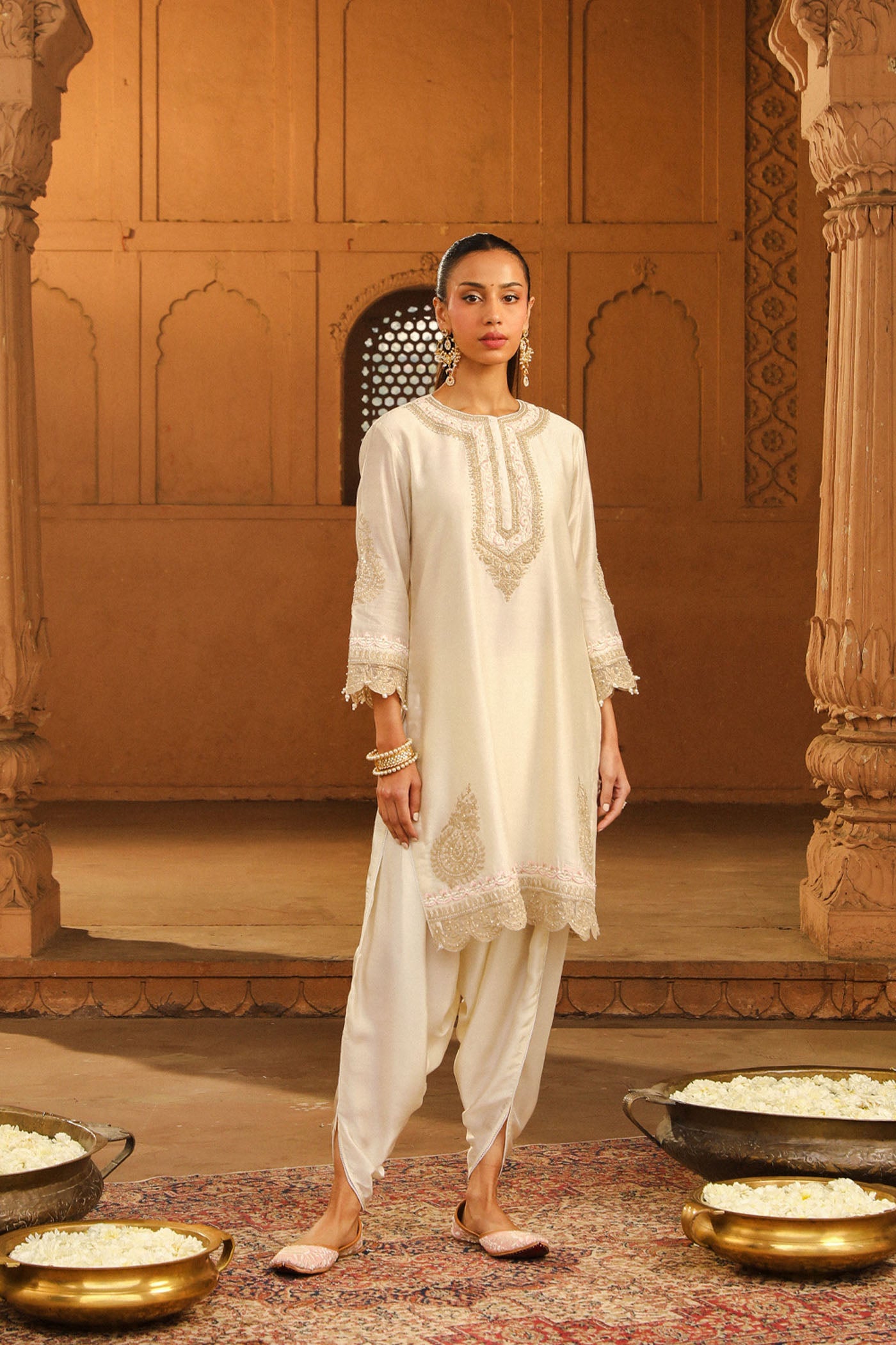 Anika- Daisy Ivory kurta with Dhoti