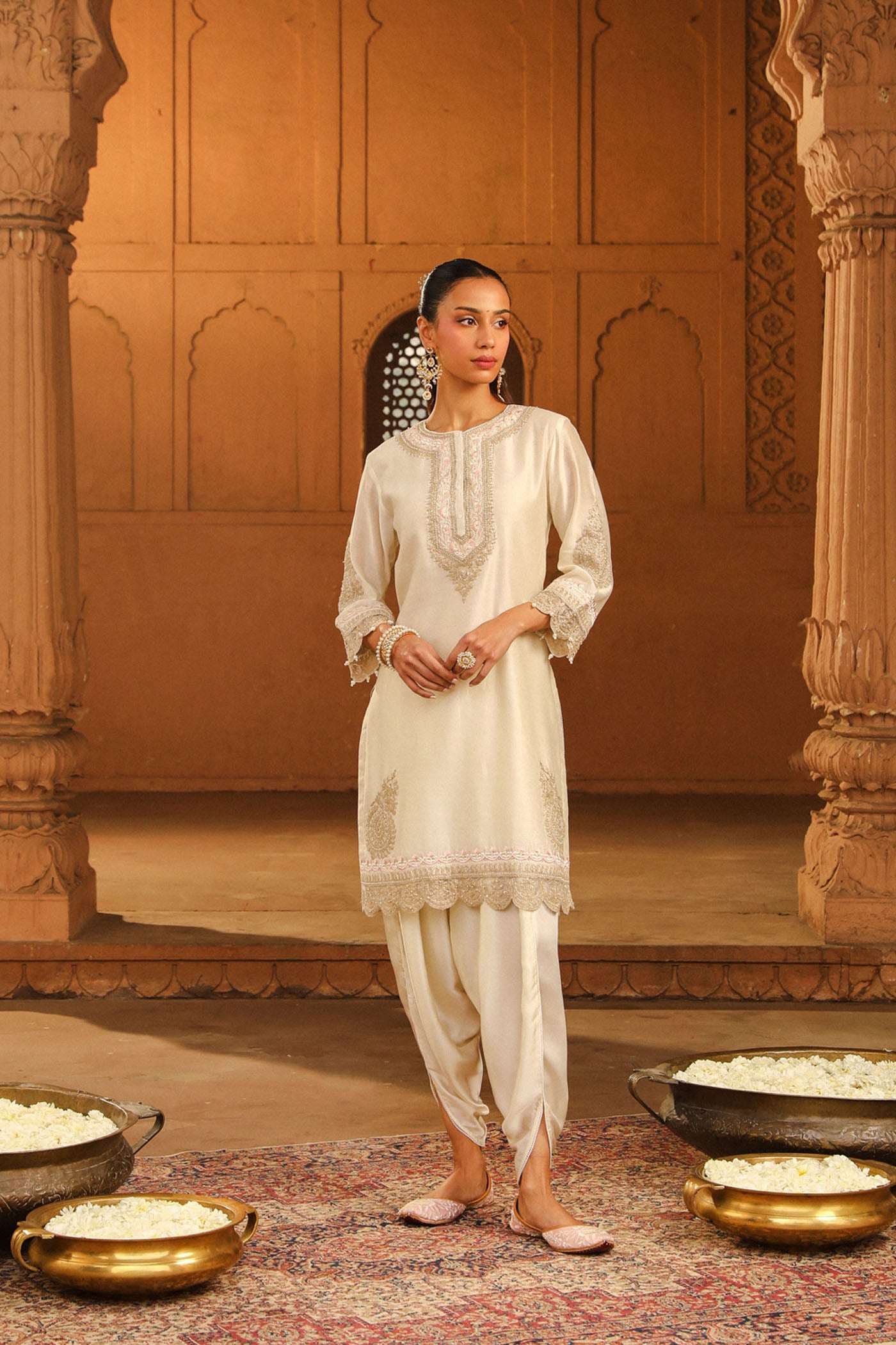 Anika- Daisy Ivory kurta with Dhoti