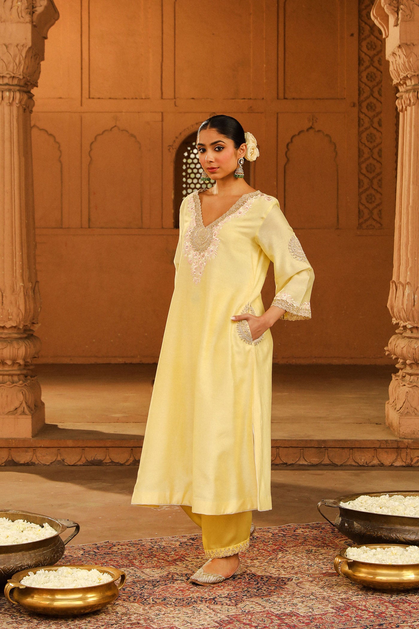 Akira - Lemon Yellow Long Chauga with Salwar