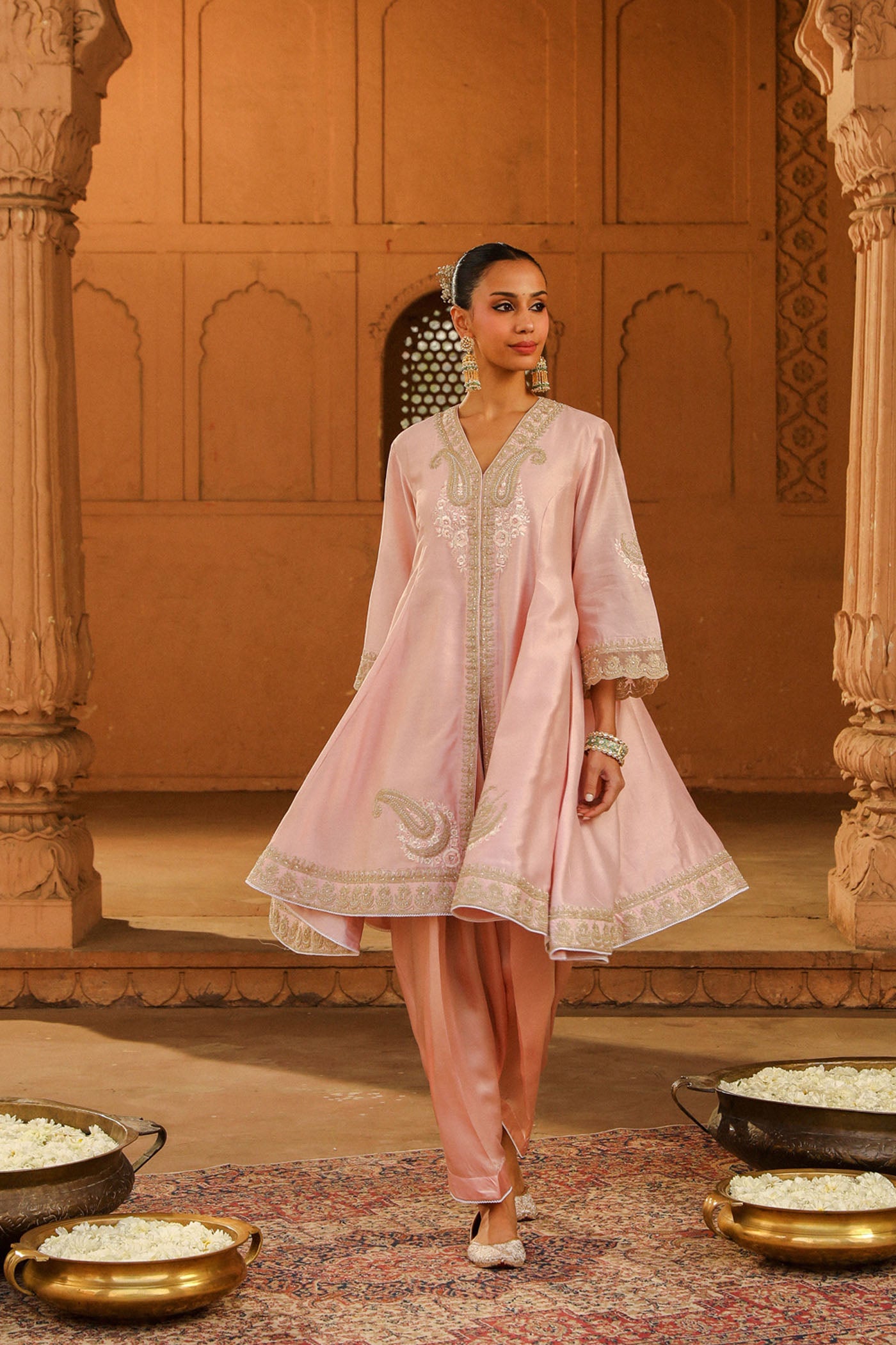 Anisha Sethi Fajr - Blush Pink Short Anarkali with Chooridaar and Dupatta