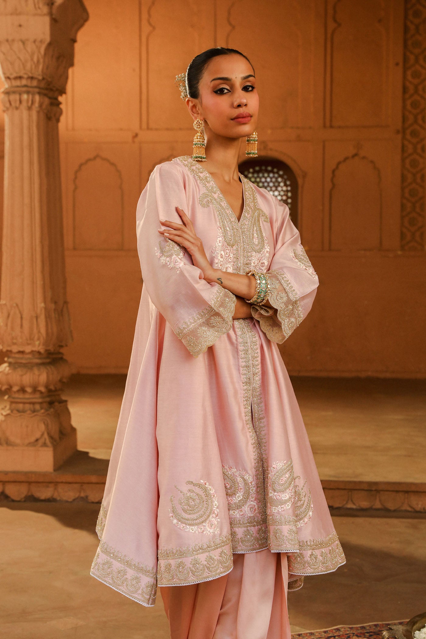 Anisha Sethi Fajr - Blush Pink Short Anarkali with Chooridaar and Dupatta