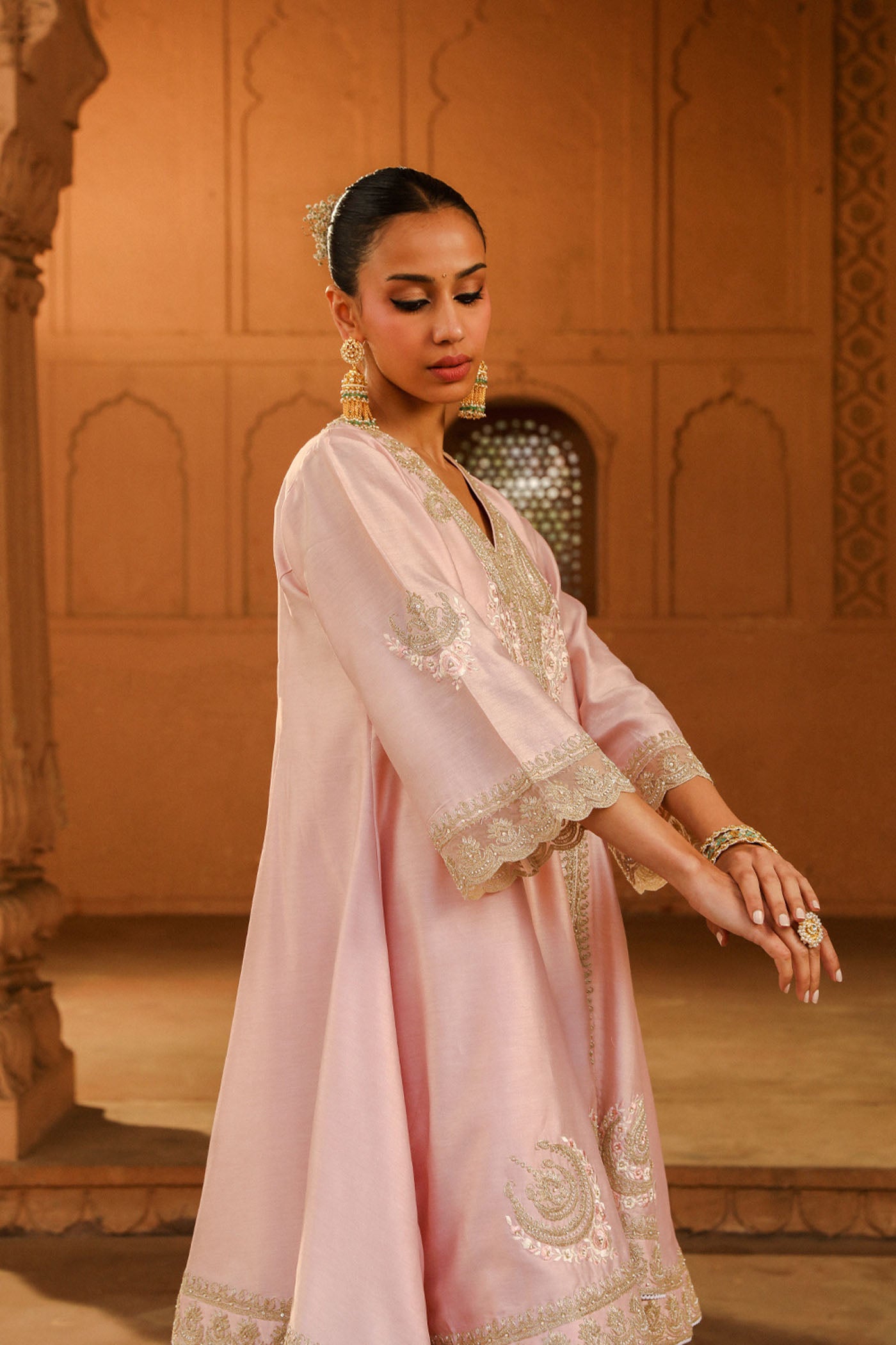 Anisha Sethi Fajr - Blush Pink Short Anarkali with Chooridaar and Dupatta