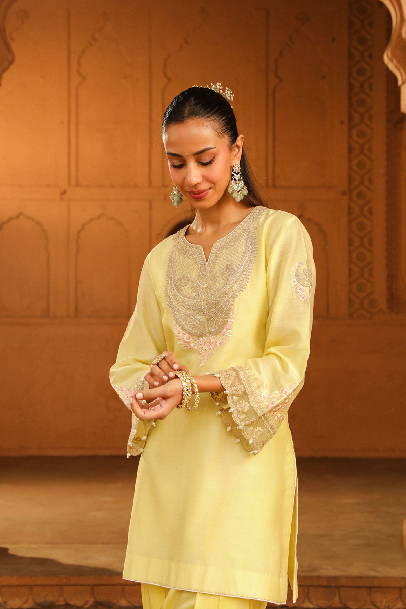 Mehak Jain In Ashira- Lemon Yellow Kurta with Salwar