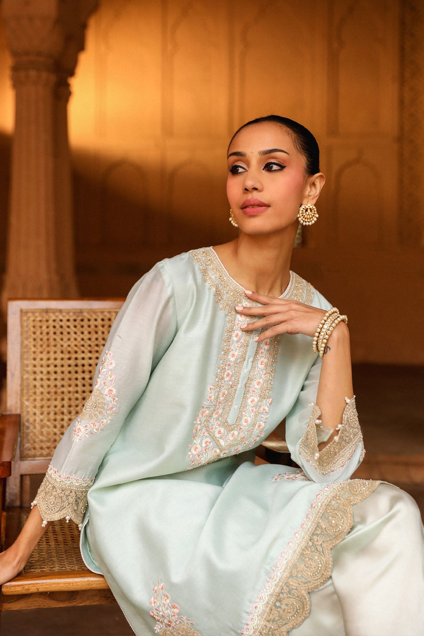 Ernika - Misty Green Kurta with dhoti