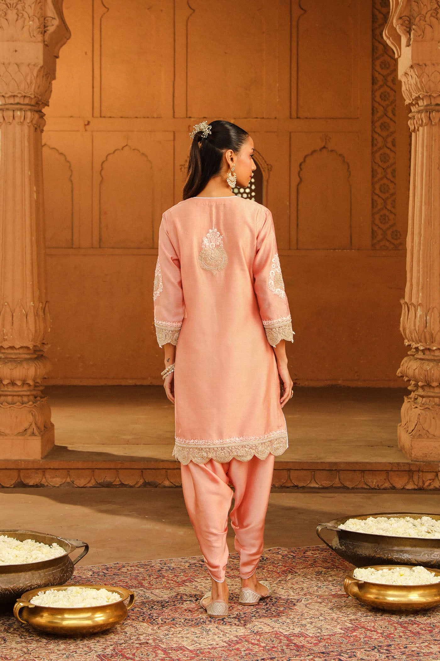 Ernika - Off Rose Kurta with dhoti