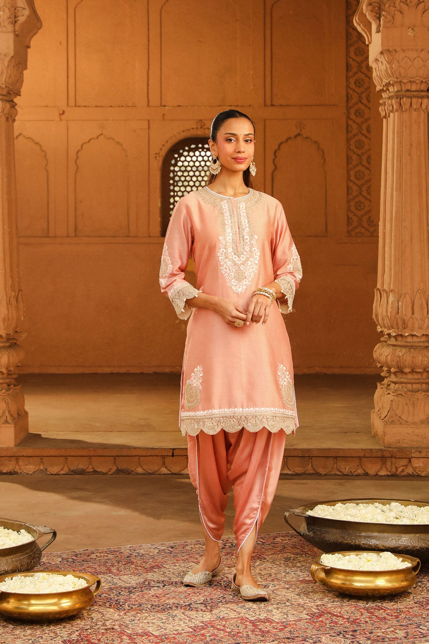 Ernika - Off Rose Kurta with dhoti (Lxrts)
