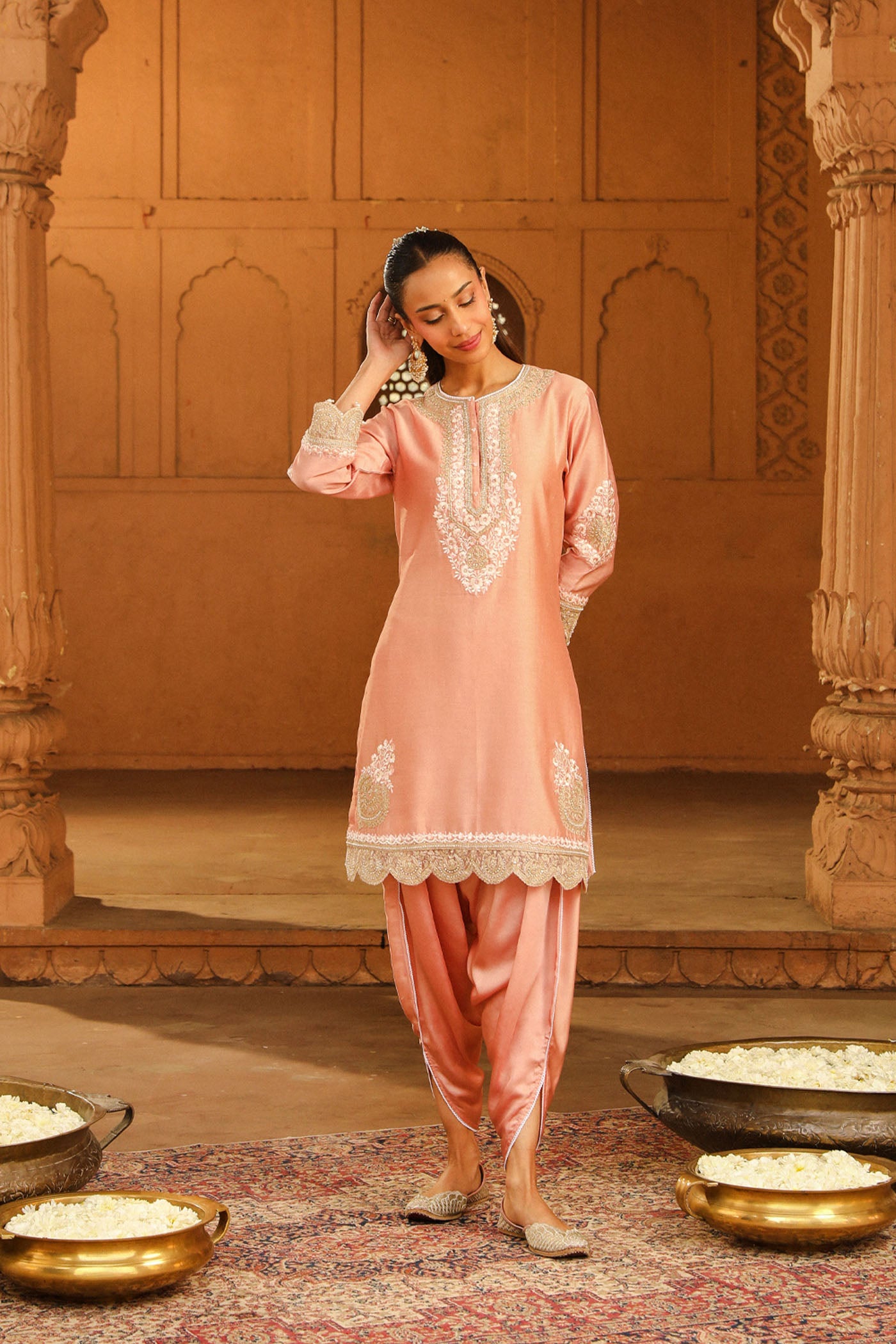 Ernika - Off Rose Kurta with dhoti