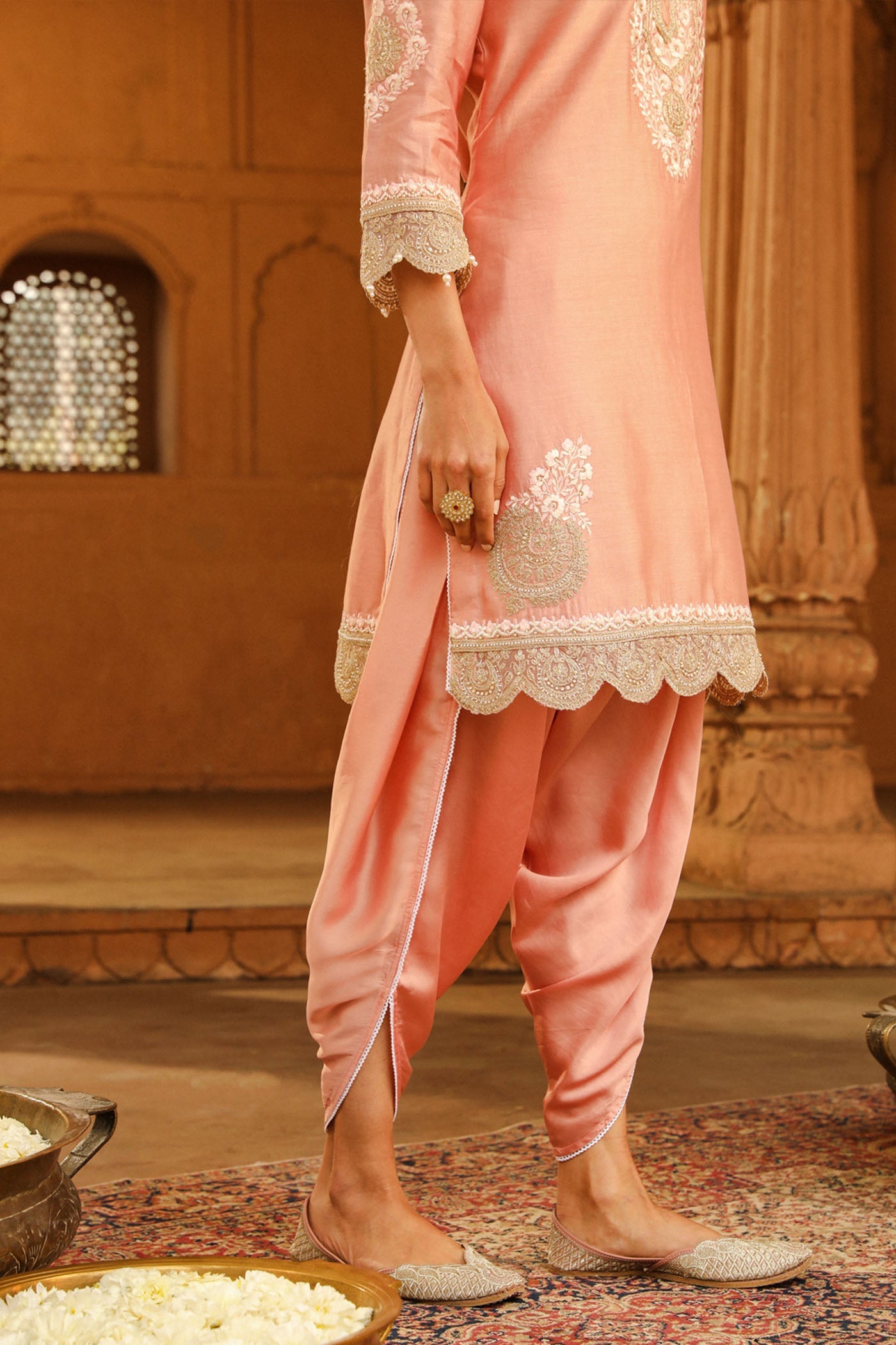 Ernika - Off Rose Kurta with dhoti (Lxrts)