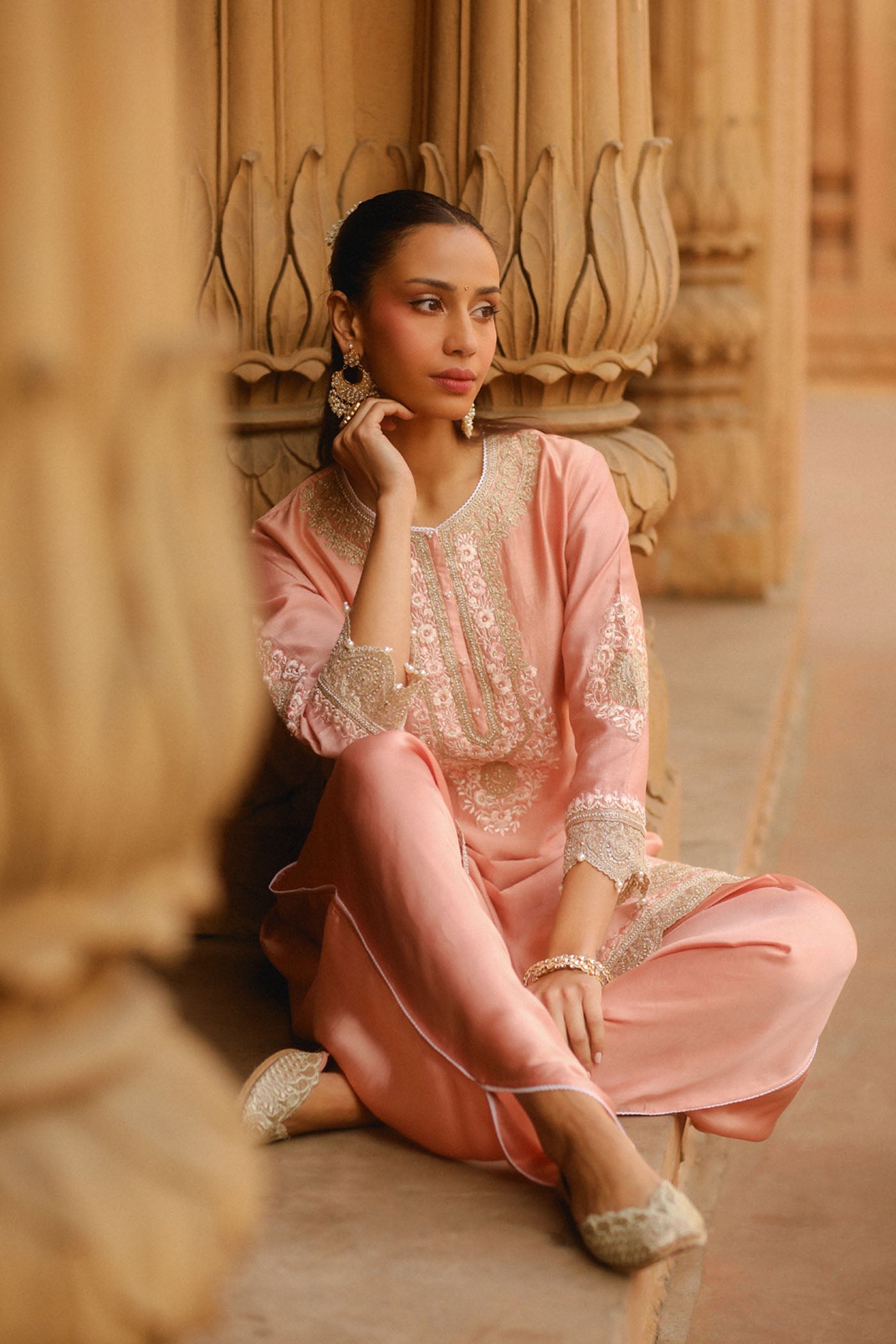 Ernika - Off Rose Kurta with dhoti (Lxrts)