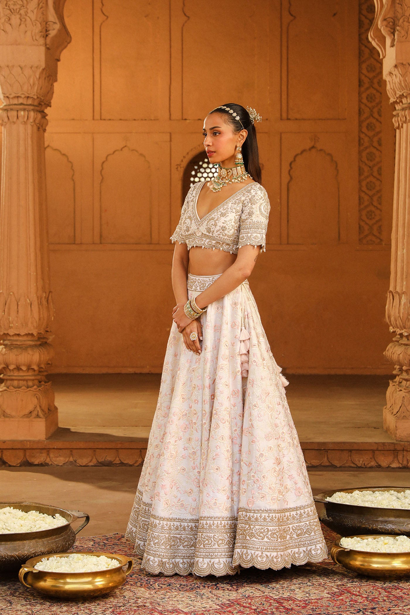 Maryam - Daisy Ivory Lehenga Set with Dupatta