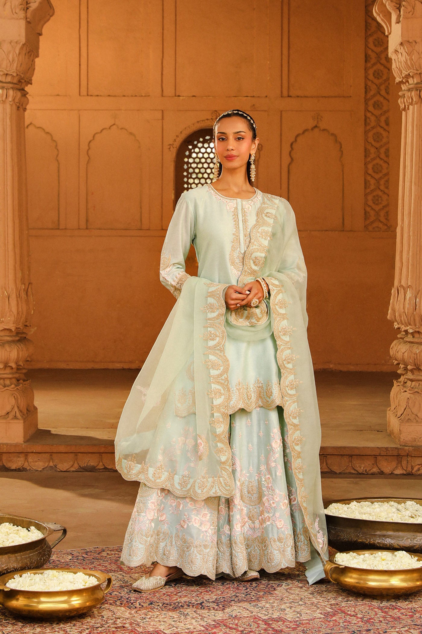 Ayda - Misty Green Kurta with Sharara and Dupatta Misty Green / XXL For Women | Sheetal Batra Ayda - Misty Green Kurta with Sharara and Dupatta Misty Green / XXL For Women | Sheetal Batra