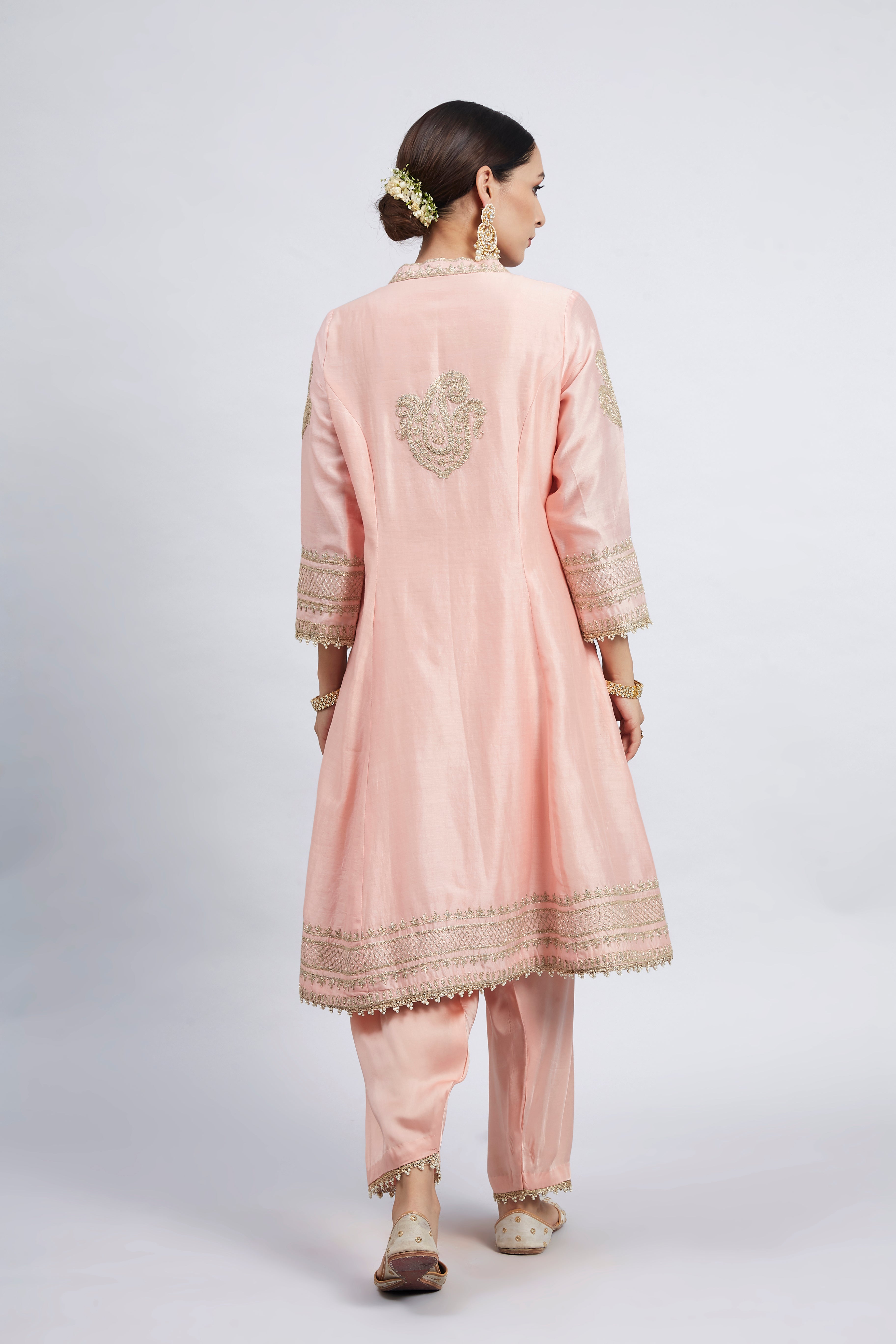 Naazira-Carnation Pink Embroidered Kurta Set