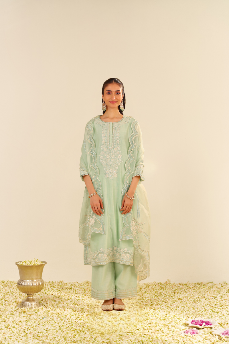 Sereen - Mint Green A-Line Kurta With Palazzo