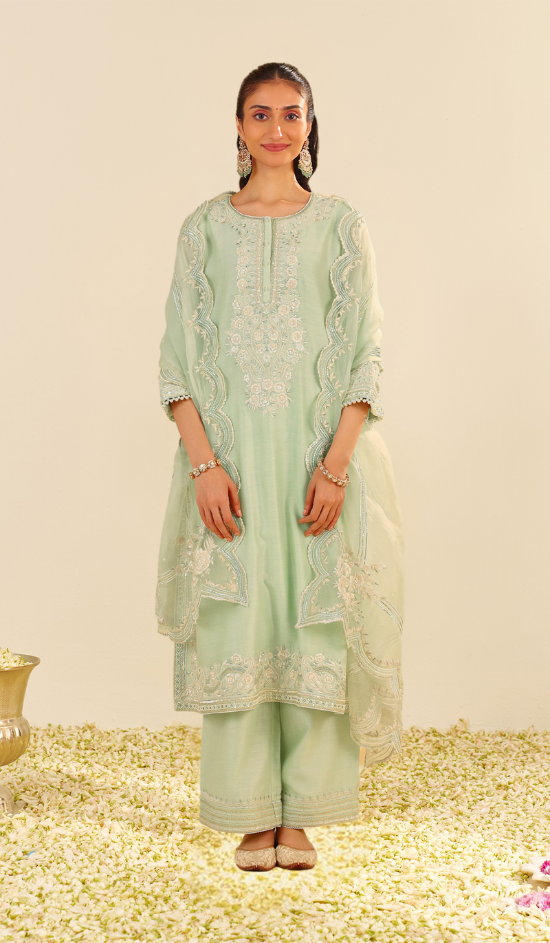 Sereen - Mint Green A-Line Kurta With Palazzo