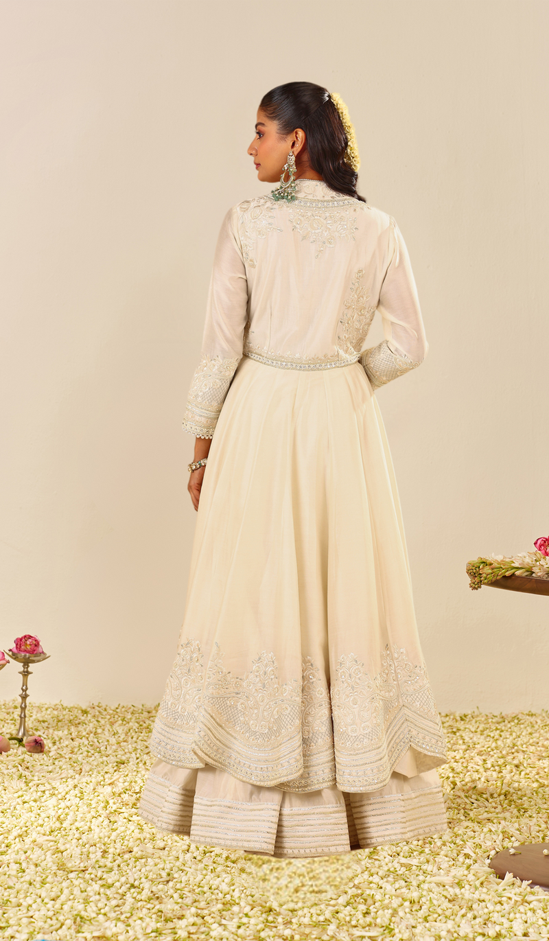 Ameena - Daisy Ivory Long Anarkali With Skirt (LXRTS)