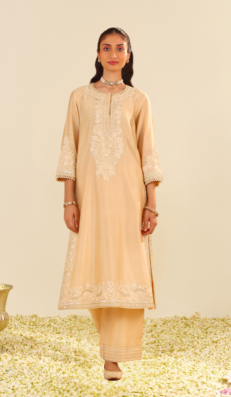 Sereen - Lemon Yellow A-Line Kurta With Palazzo