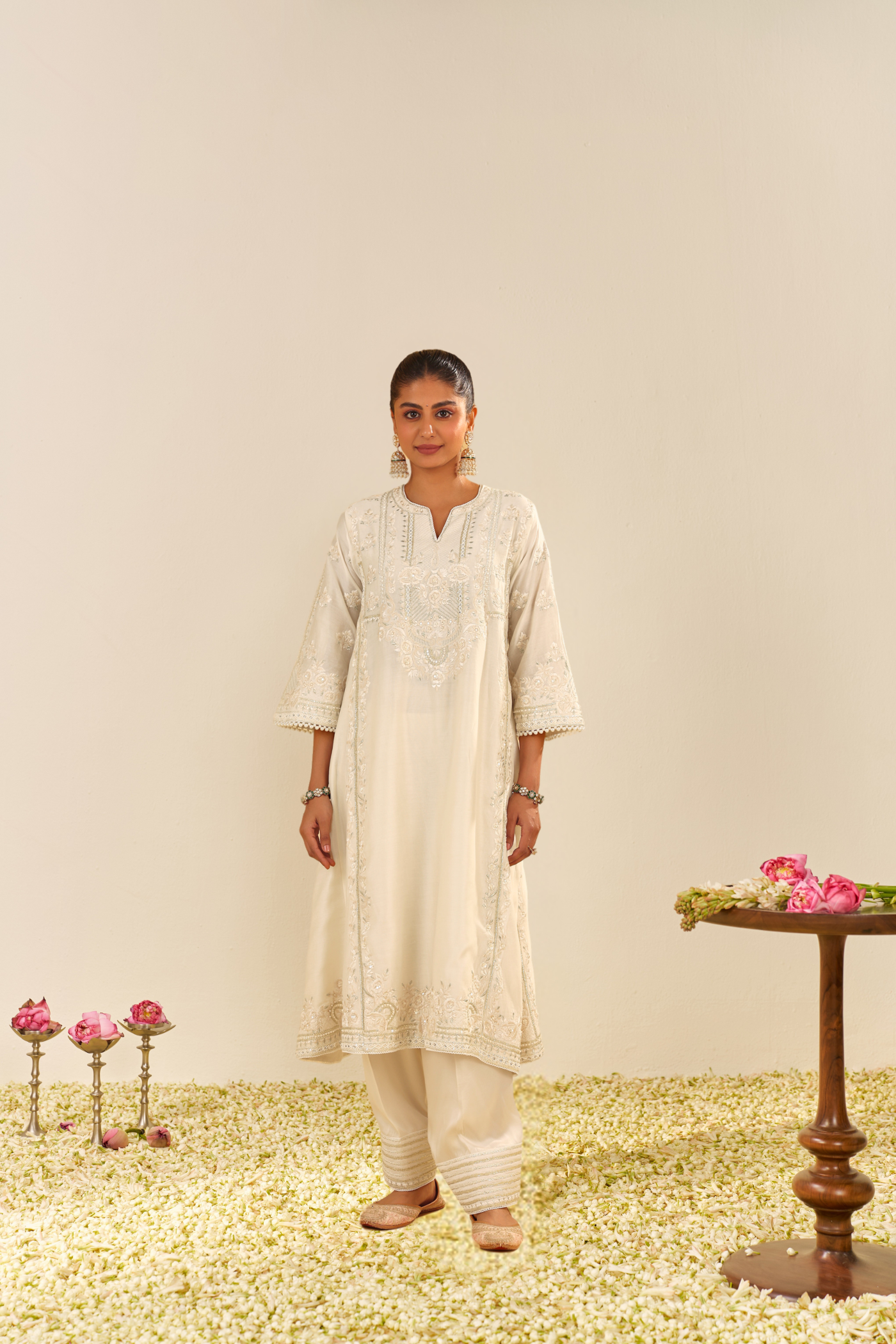 Maziya - Daisy Ivory Long Chauga With Salwar
